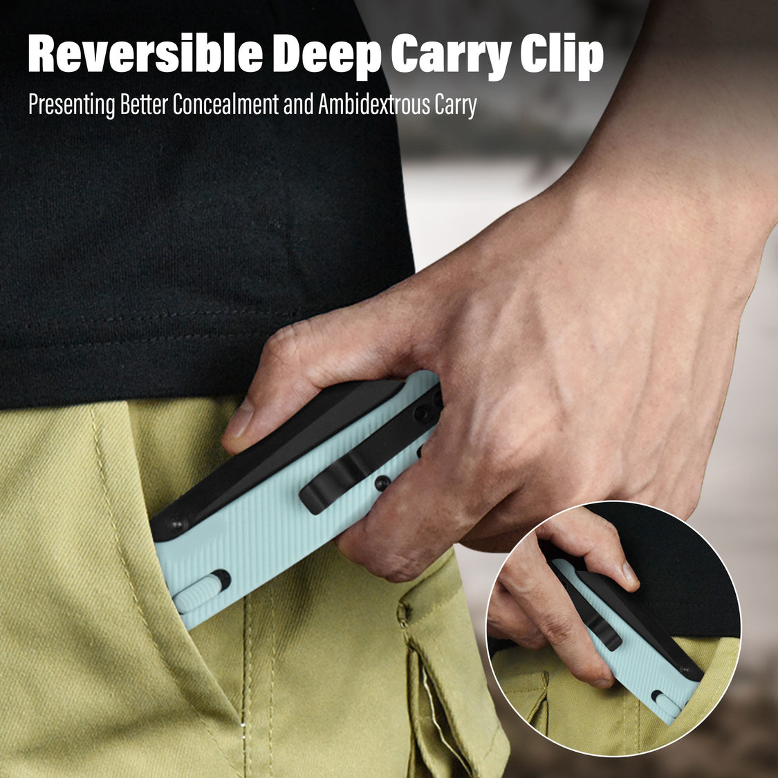 QSP Penguin QS130GL-D2 Black 14C28N Blade Blue FRN Handle Glyde Lock Pocket Knife