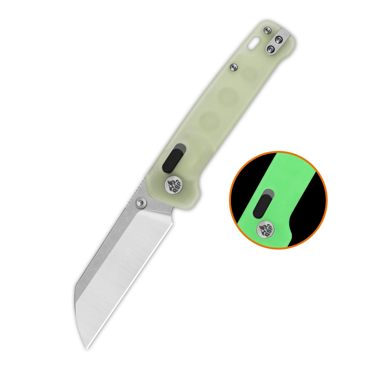 QSP Penguin QS130GL-H1 14C28N Blade Black Glow-in-the-dark resin Handle Glyde Lock Pocket Knife
