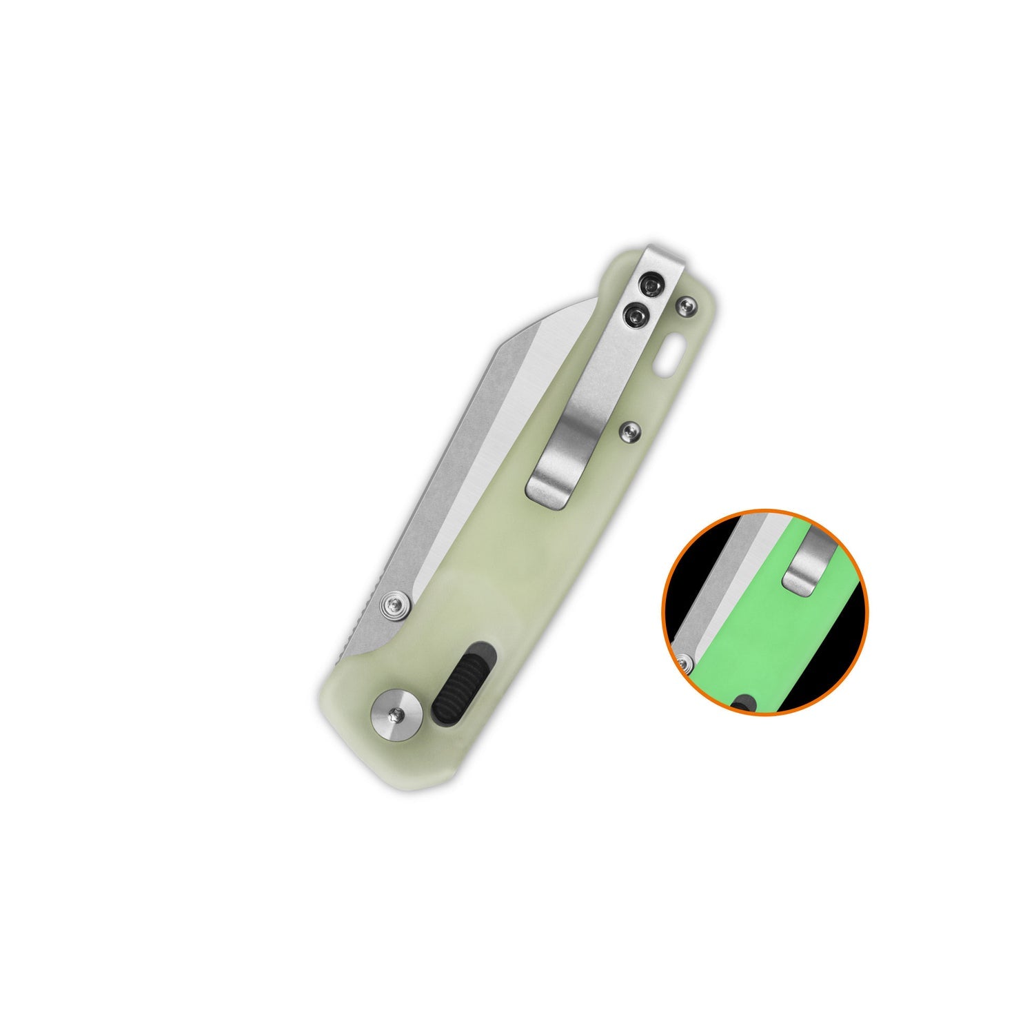 QSP Penguin QS130GL-H1 14C28N Blade Black Glow-in-the-dark resin Handle Glyde Lock Pocket Knife