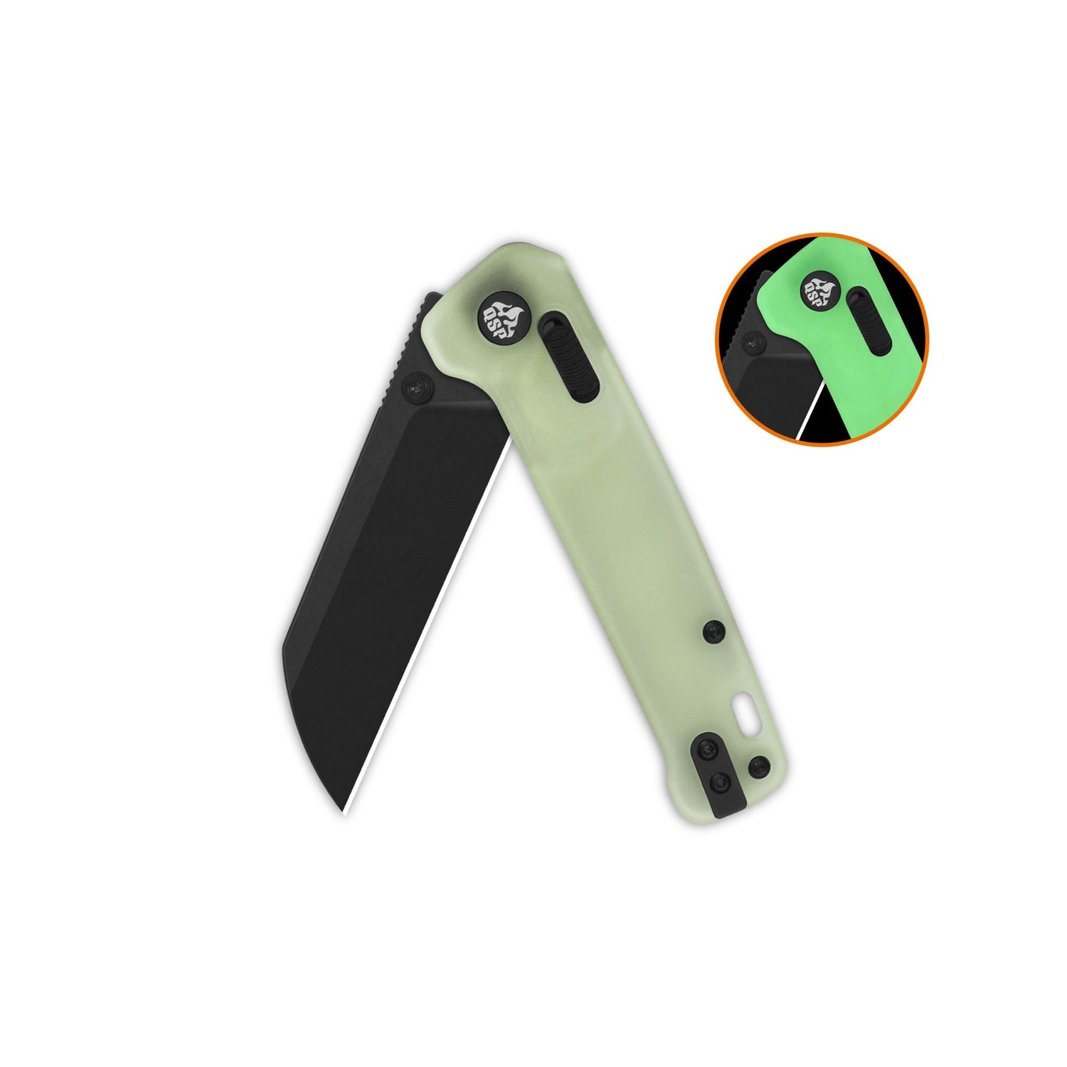 QSP Penguin QS130GL-H2 14C28N Blade Black Glow-in-the-dark resin Handle Glyde Lock Pocket Knife
