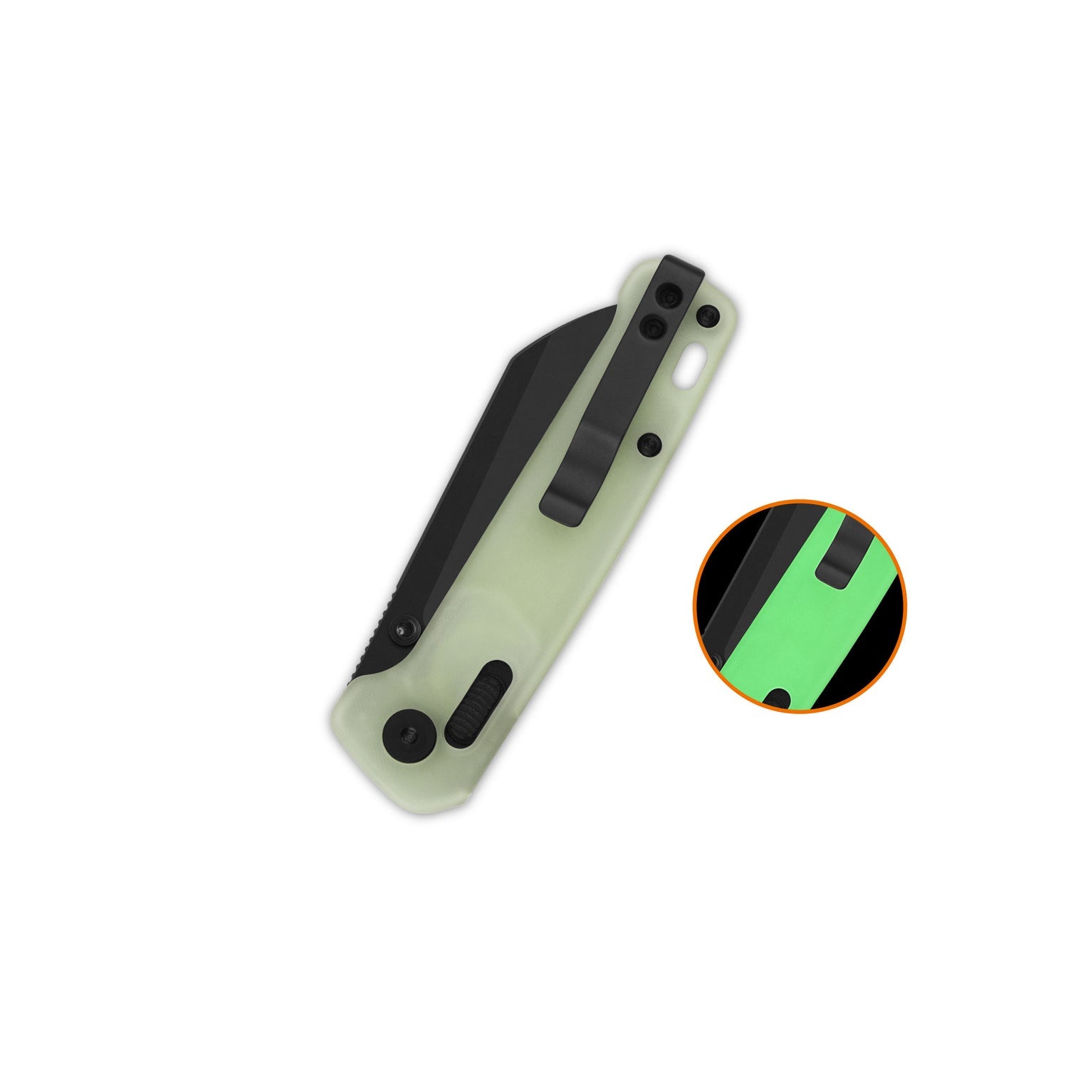 QSP Penguin QS130GL-H2 14C28N Blade Black Glow-in-the-dark resin Handle Glyde Lock Pocket Knife