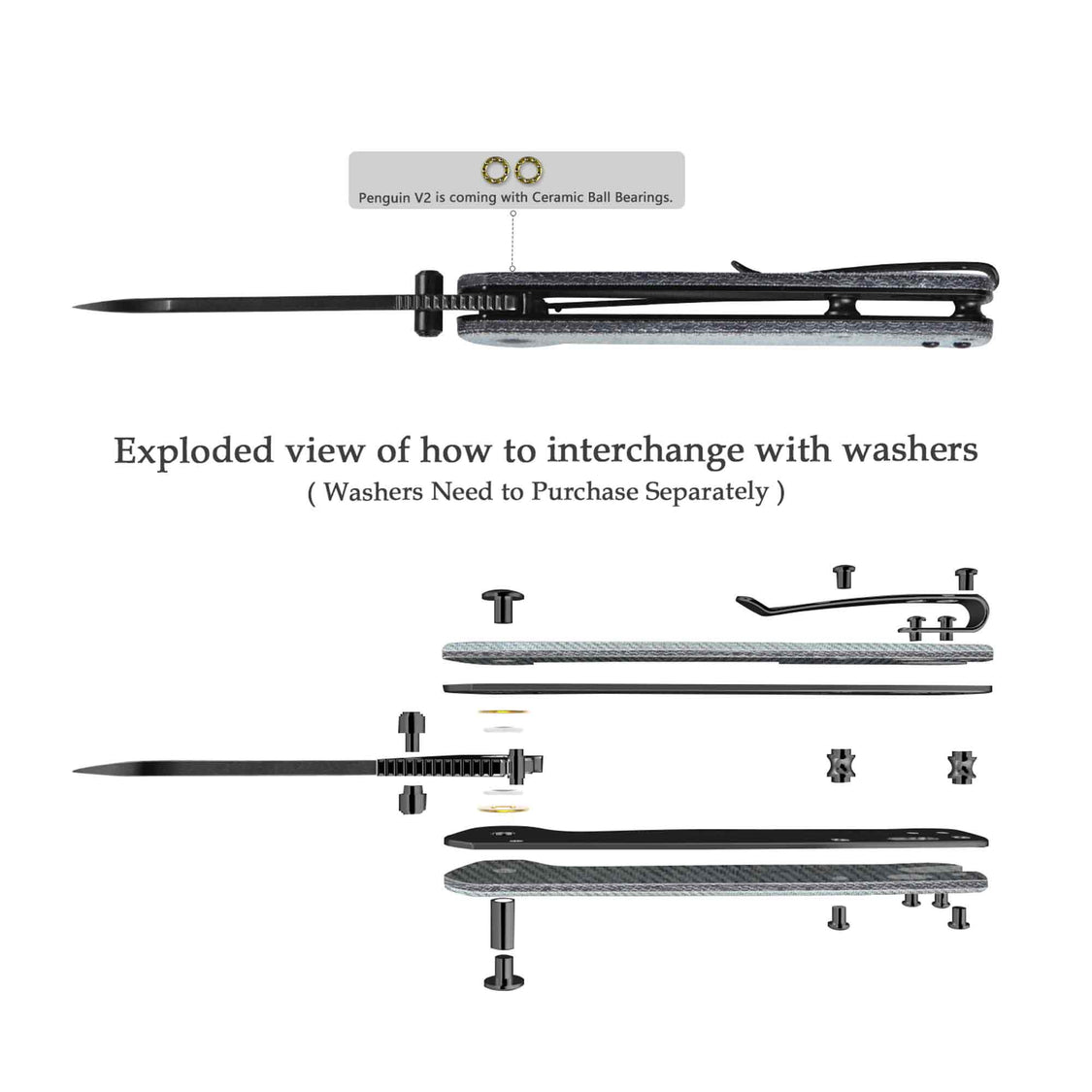 QSP Penguin V2 QS130V2-B2 D2 blade Denim Micarta handle Pocket Knife Liner Lock