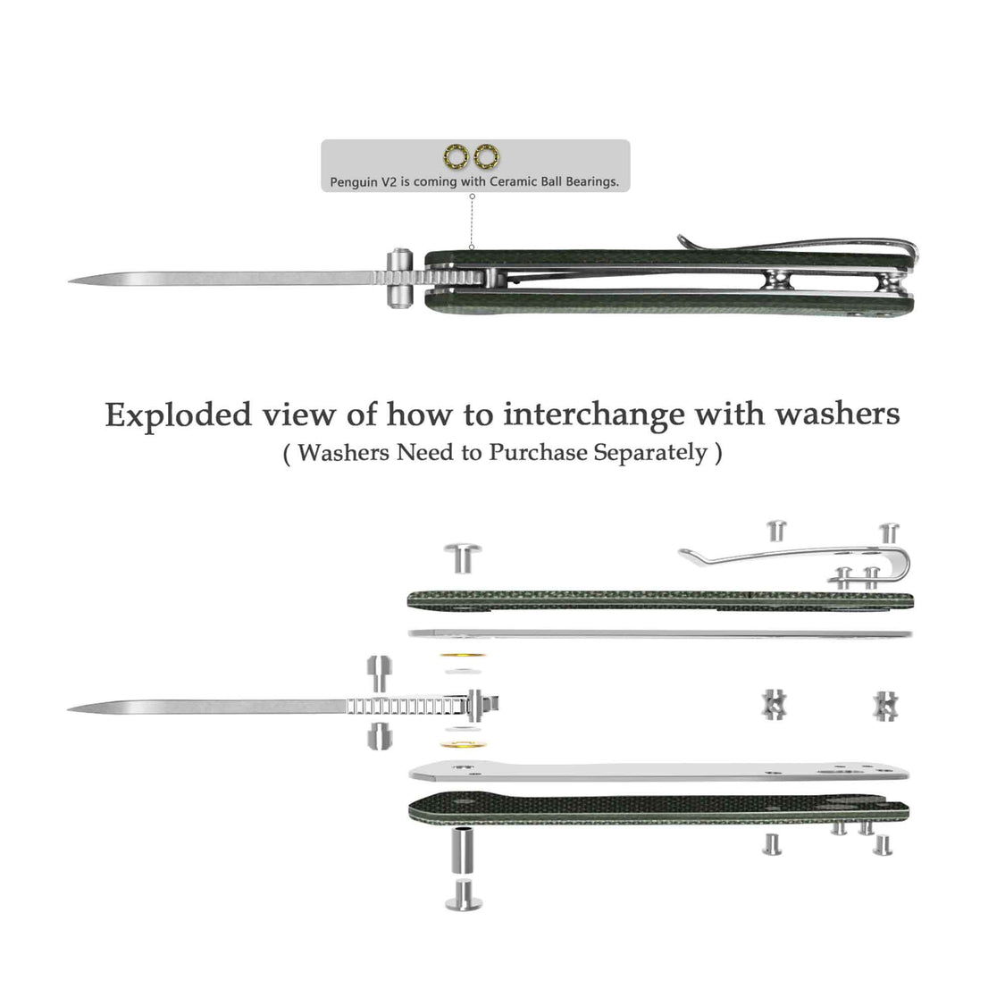 QSP Penguin V2 QS130V2-C1 D2 blade Green Micarta handle Pocket Knife Liner Lock