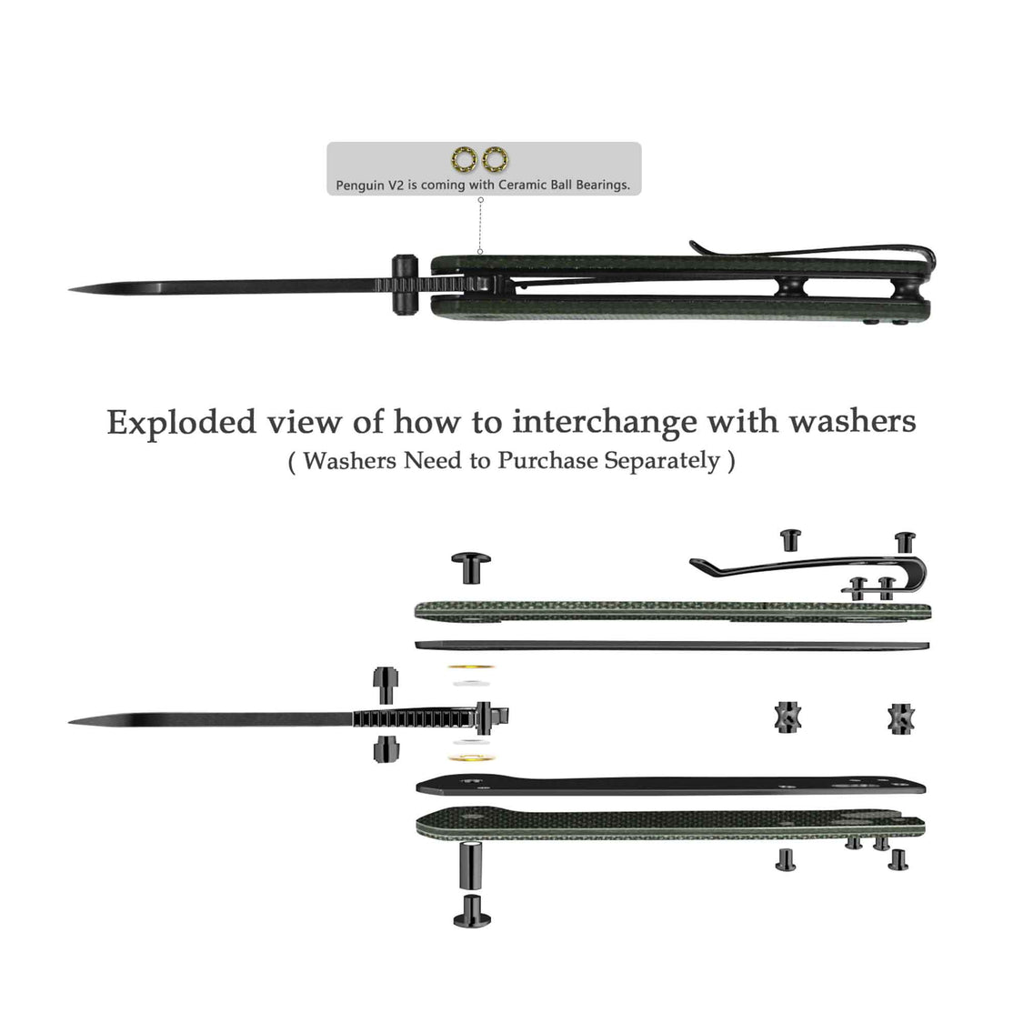 QSP Penguin V2 QS130V2-C2 D2 blade Green Micarta handle Pocket Knife Liner Lock