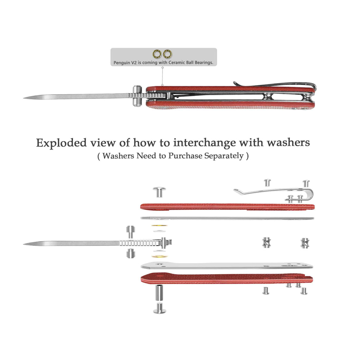 QSP Penguin V2 QS130V2-D1 D2 blade Red Micarta handle Liner Lock Pocket Knife