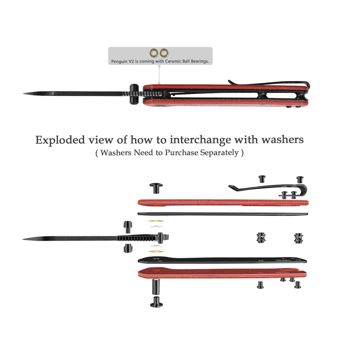 QSP Penguin V2 QS130V2-D2 D2 blade Red Micarta handle Liner Lock Pocket Knife