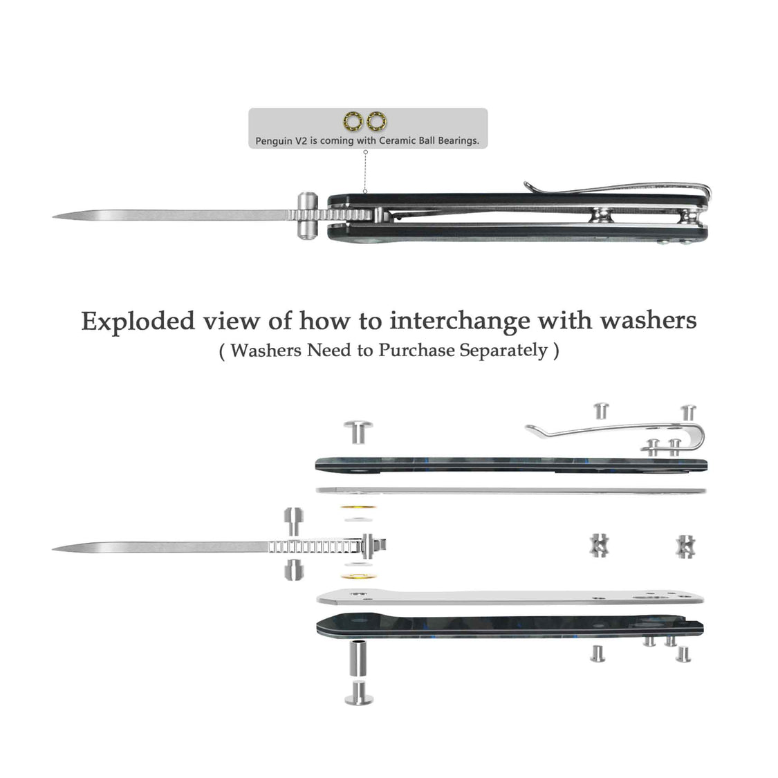 QSP Penguin V2 QS130V2-E1 D2 blade Blue Shredded CF overlay G10 handle Liner Lock Pocket Knife