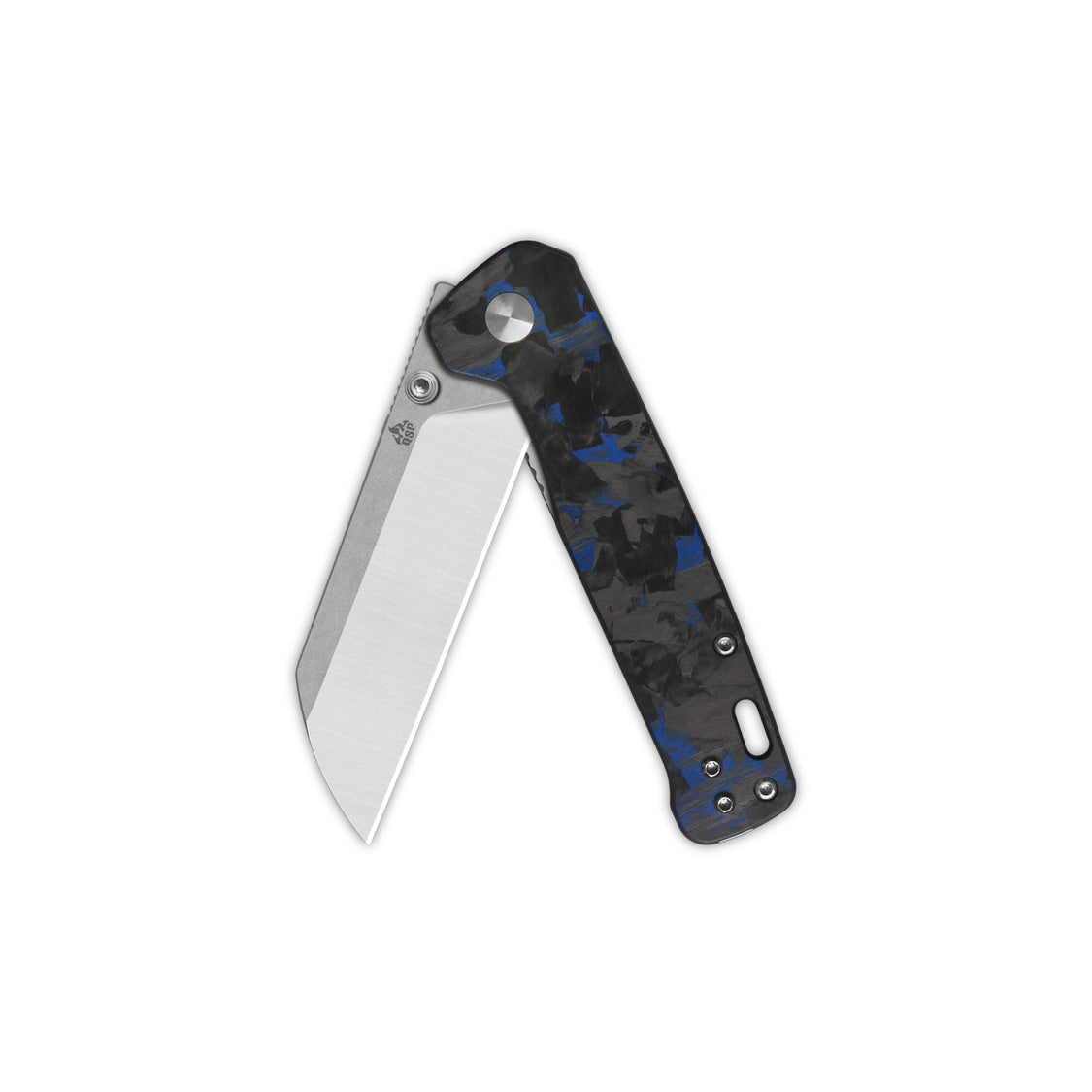 QSP Penguin V2 QS130V2-E1 D2 blade Blue Shredded CF overlay G10 handle Liner Lock Pocket Knife