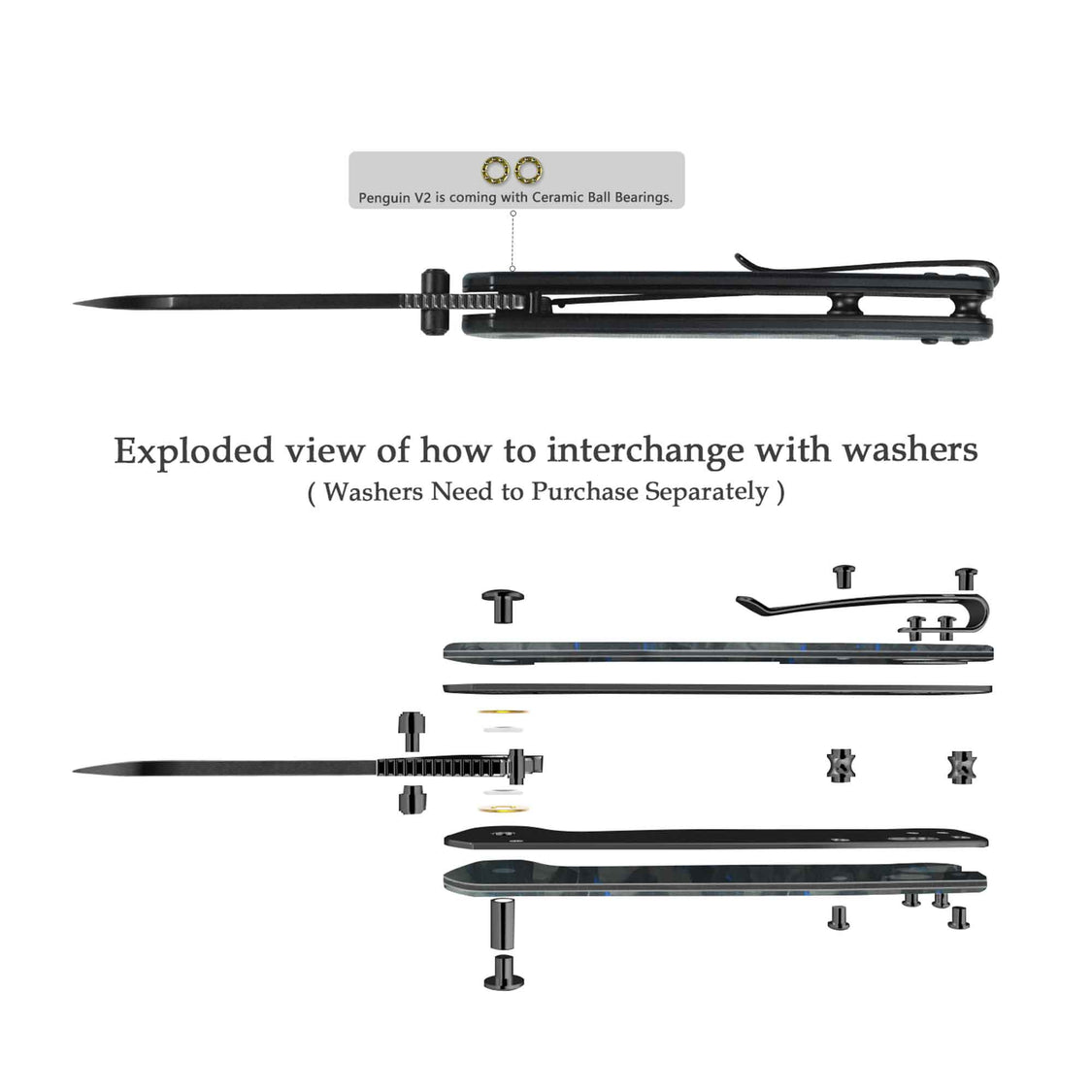 QSP Penguin V2 QS130V2-E2 D2 blade Blue Shredded CF overlay G10 handle Liner Lock Pocket Knife