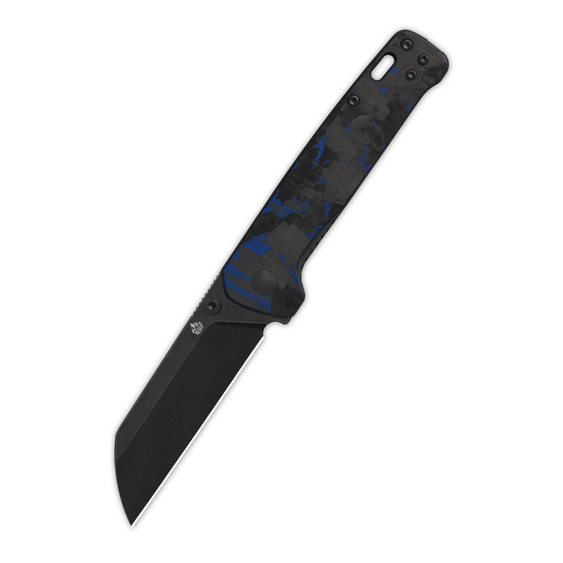 QSP Penguin V2 QS130V2-E2 D2 blade Blue Shredded CF overlay G10 handle Liner Lock Pocket Knife