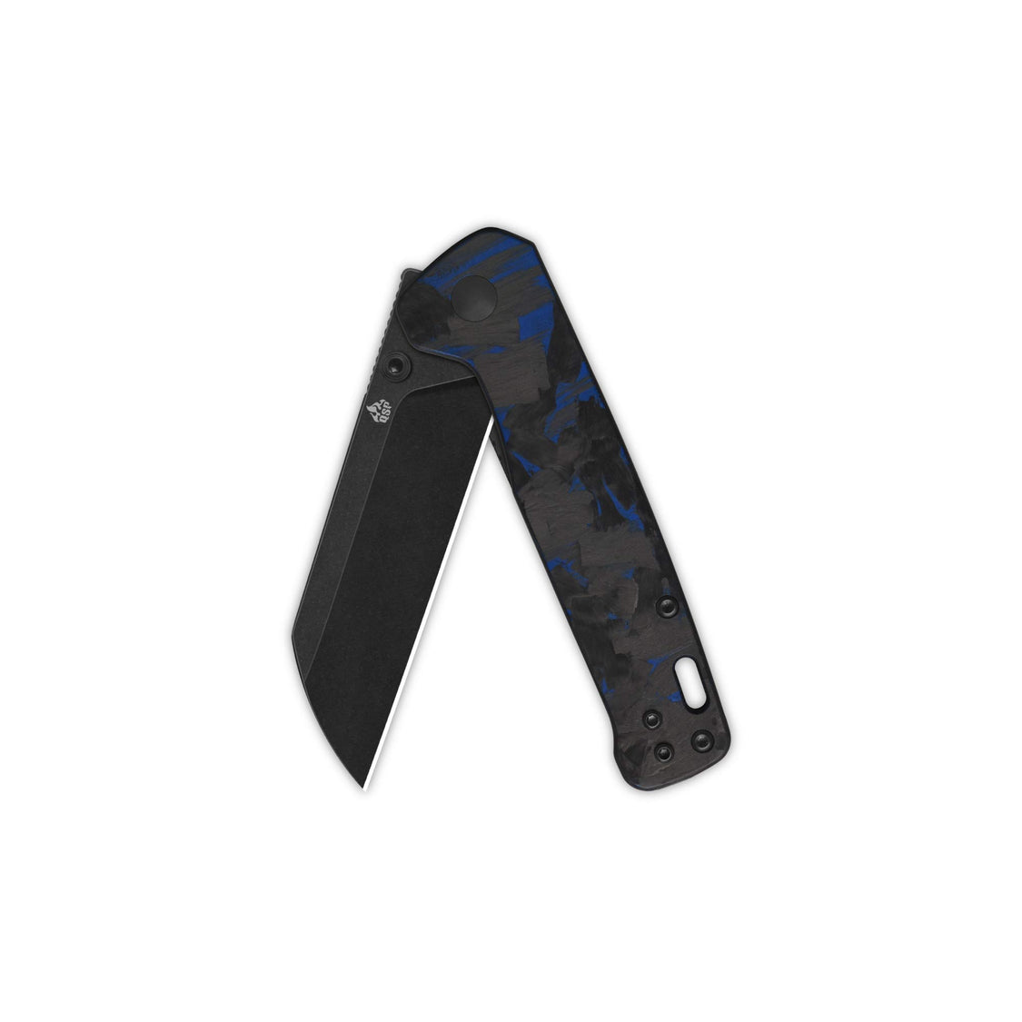 QSP Penguin V2 QS130V2-E2 D2 blade Blue Shredded CF overlay G10 handle Liner Lock Pocket Knife