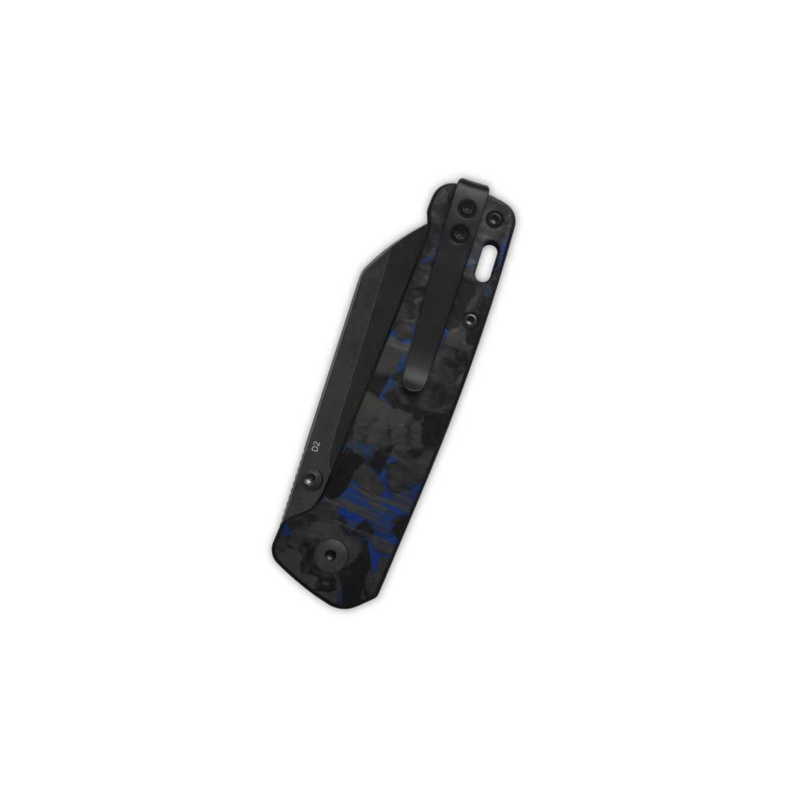 QSP Penguin V2 QS130V2-E2 D2 blade Blue Shredded CF overlay G10 handle Liner Lock Pocket Knife