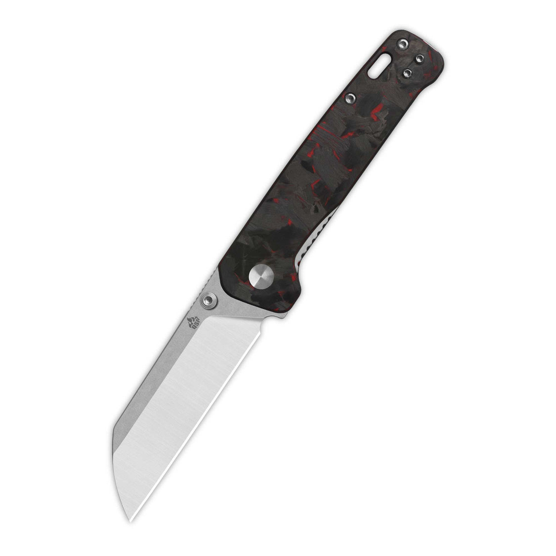 QSP Penguin V2 QS130V2-F1 D2 blade Red Shredded CF overlay G10 handle Liner Lock Pocket Knife