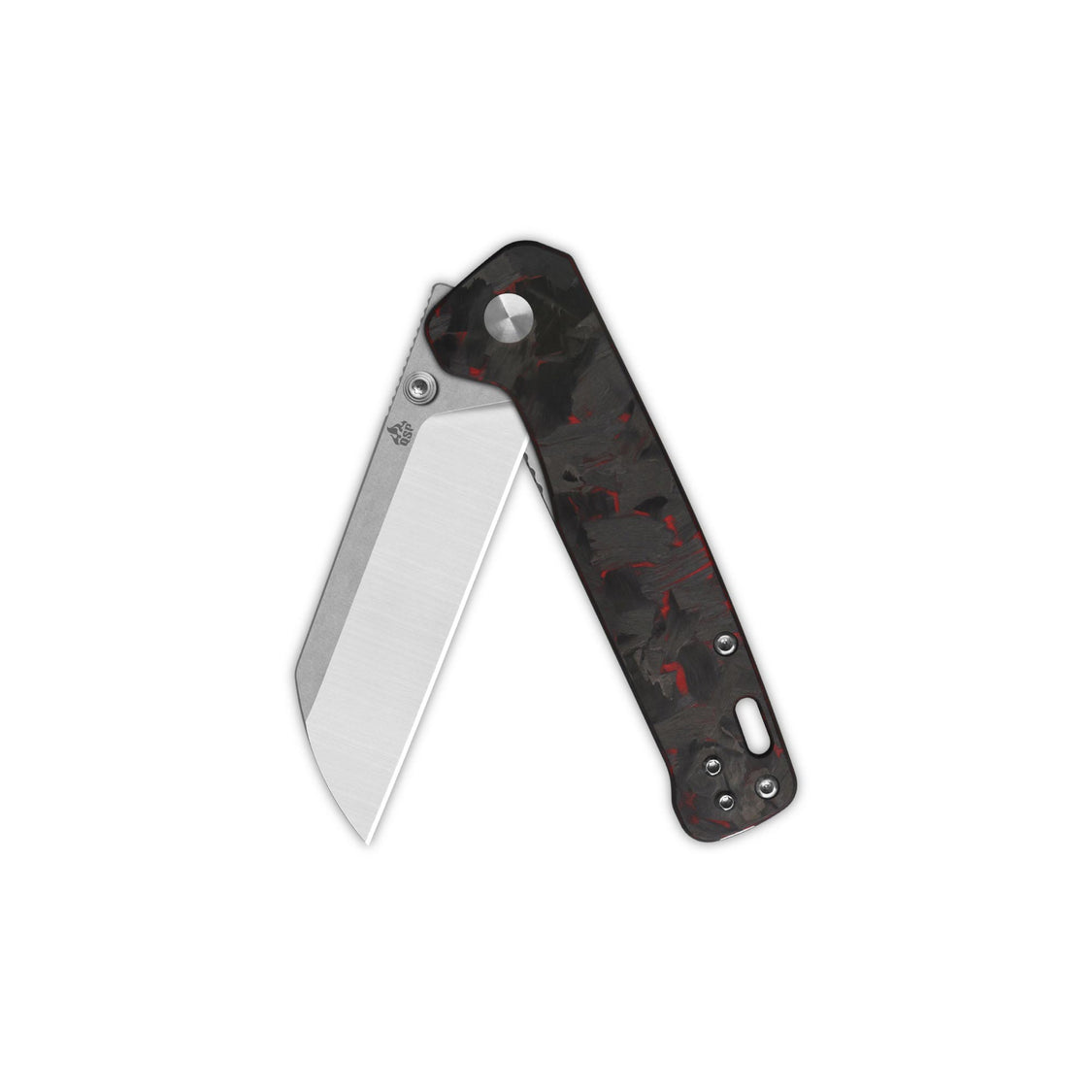 QSP Penguin V2 QS130V2-F1 D2 blade Red Shredded CF overlay G10 handle Liner Lock Pocket Knife