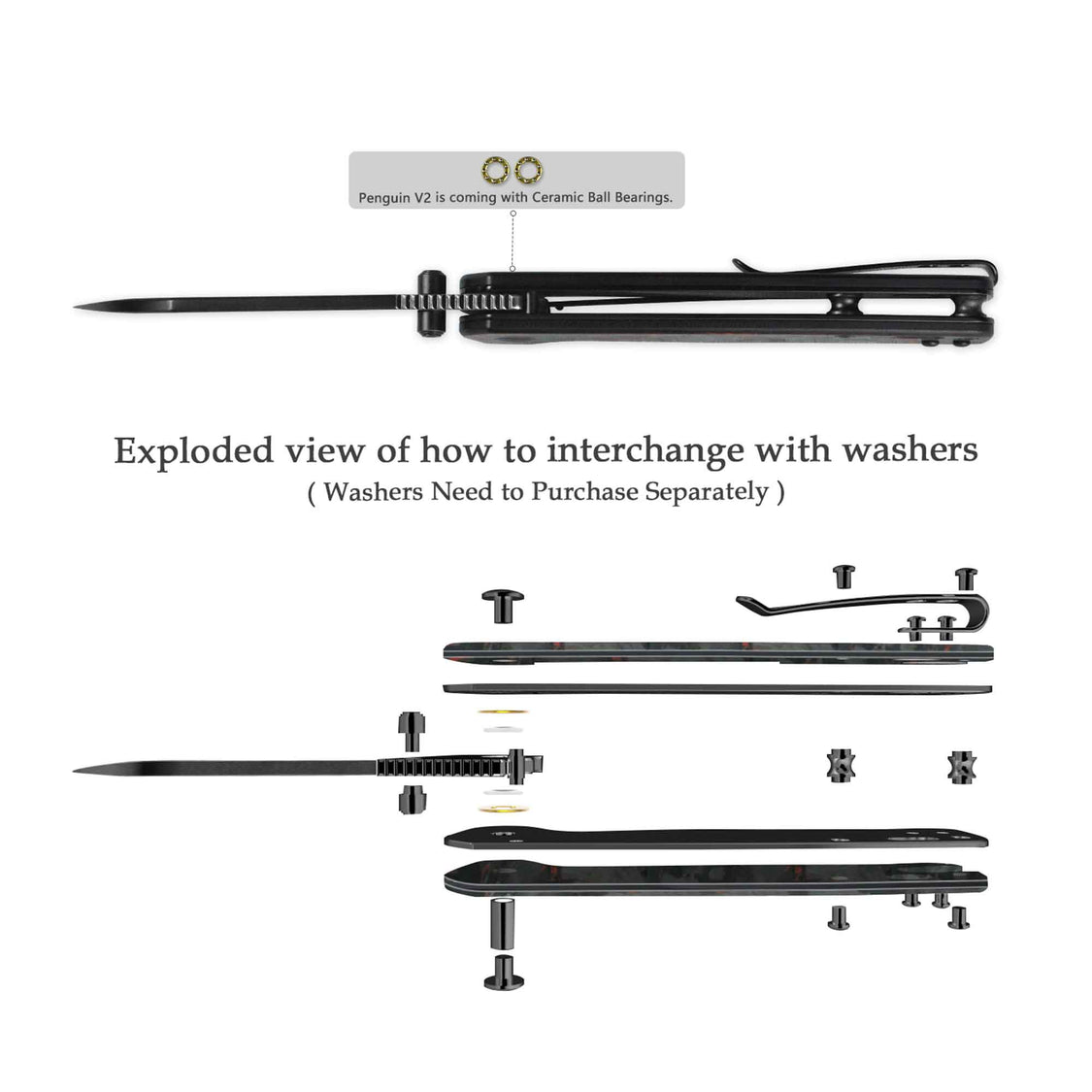 QSP Penguin V2 QS130V2-F2 D2 blade Red Shredded CF overlay G10 handle Liner Lock Pocket Knife