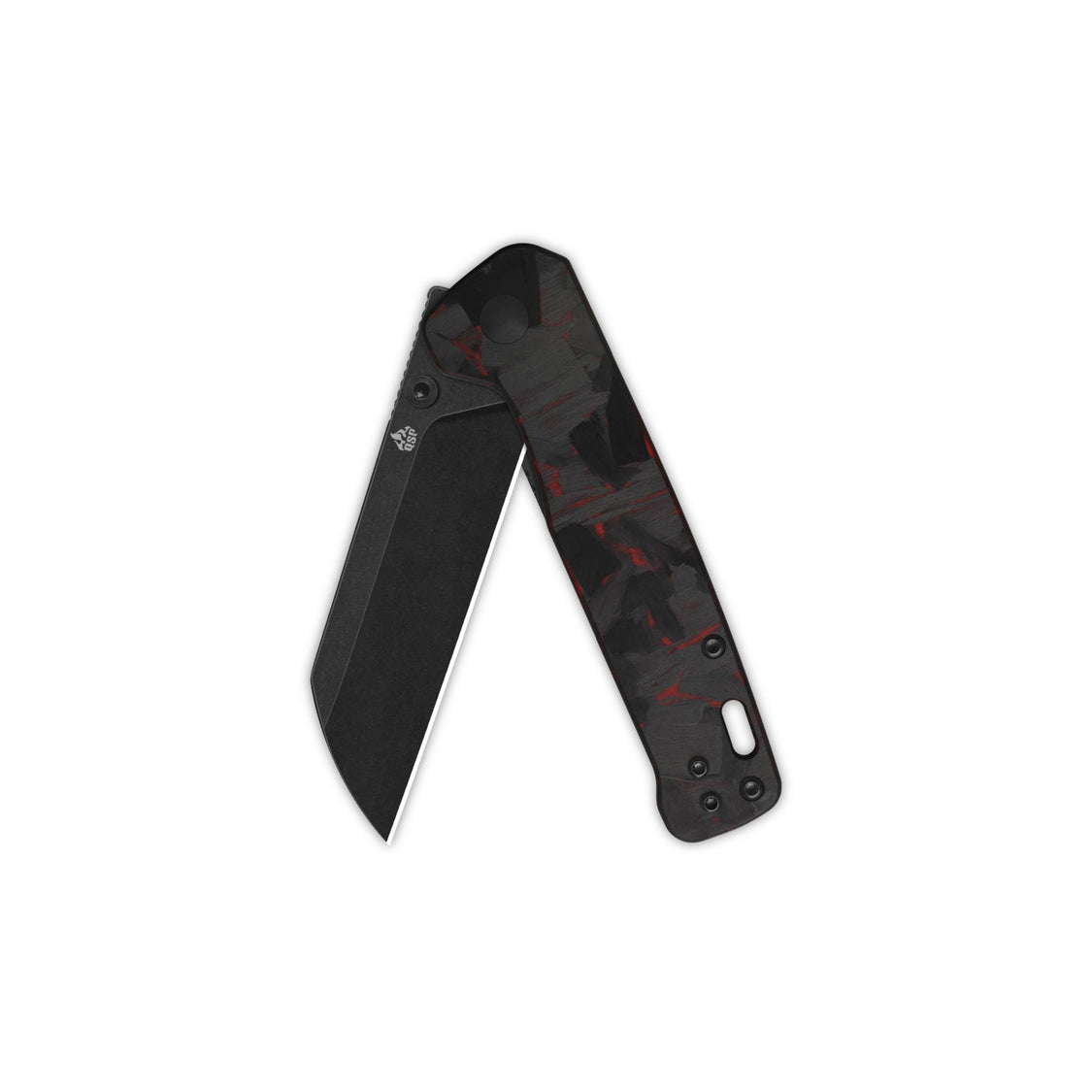 QSP Penguin V2 QS130V2-F2 D2 blade Red Shredded CF overlay G10 handle Liner Lock Pocket Knife