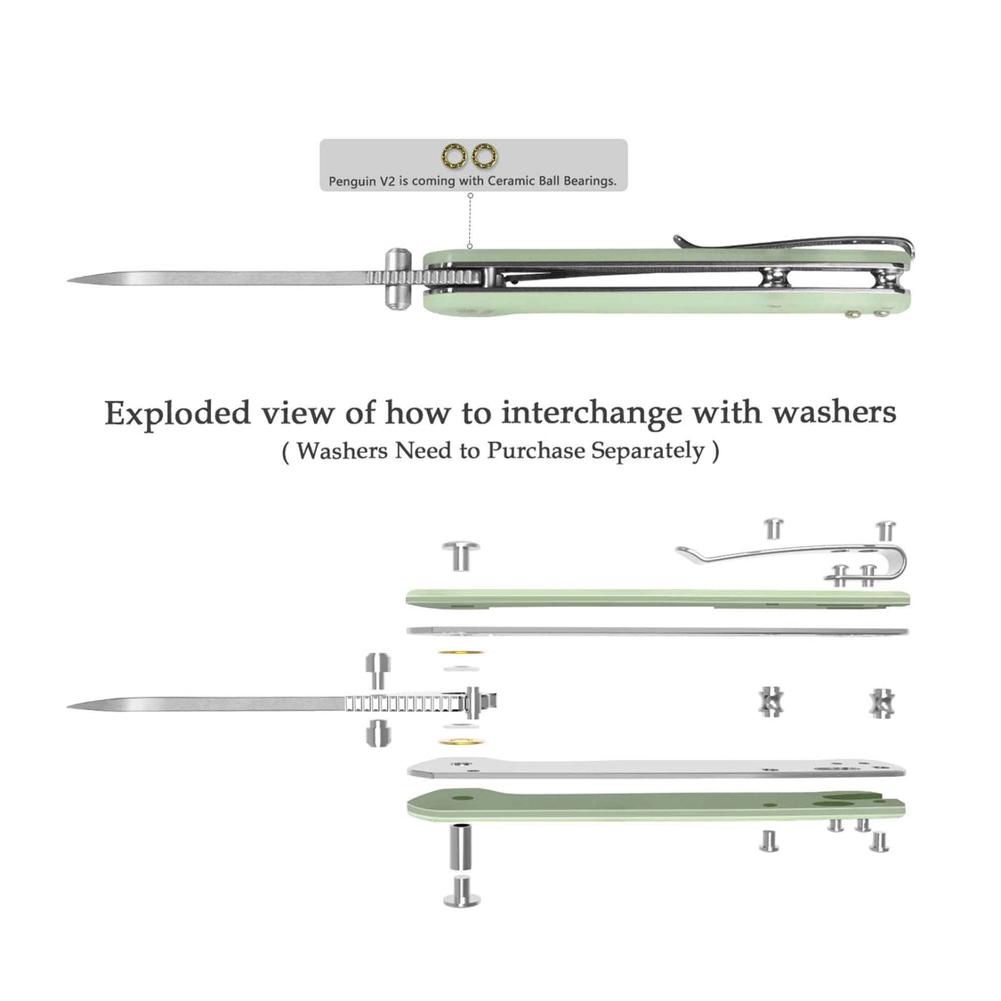 QSP Penguin V2 QS130V2-G1 D2 blade Jade G10 handle Liner Lock Pocket Knife