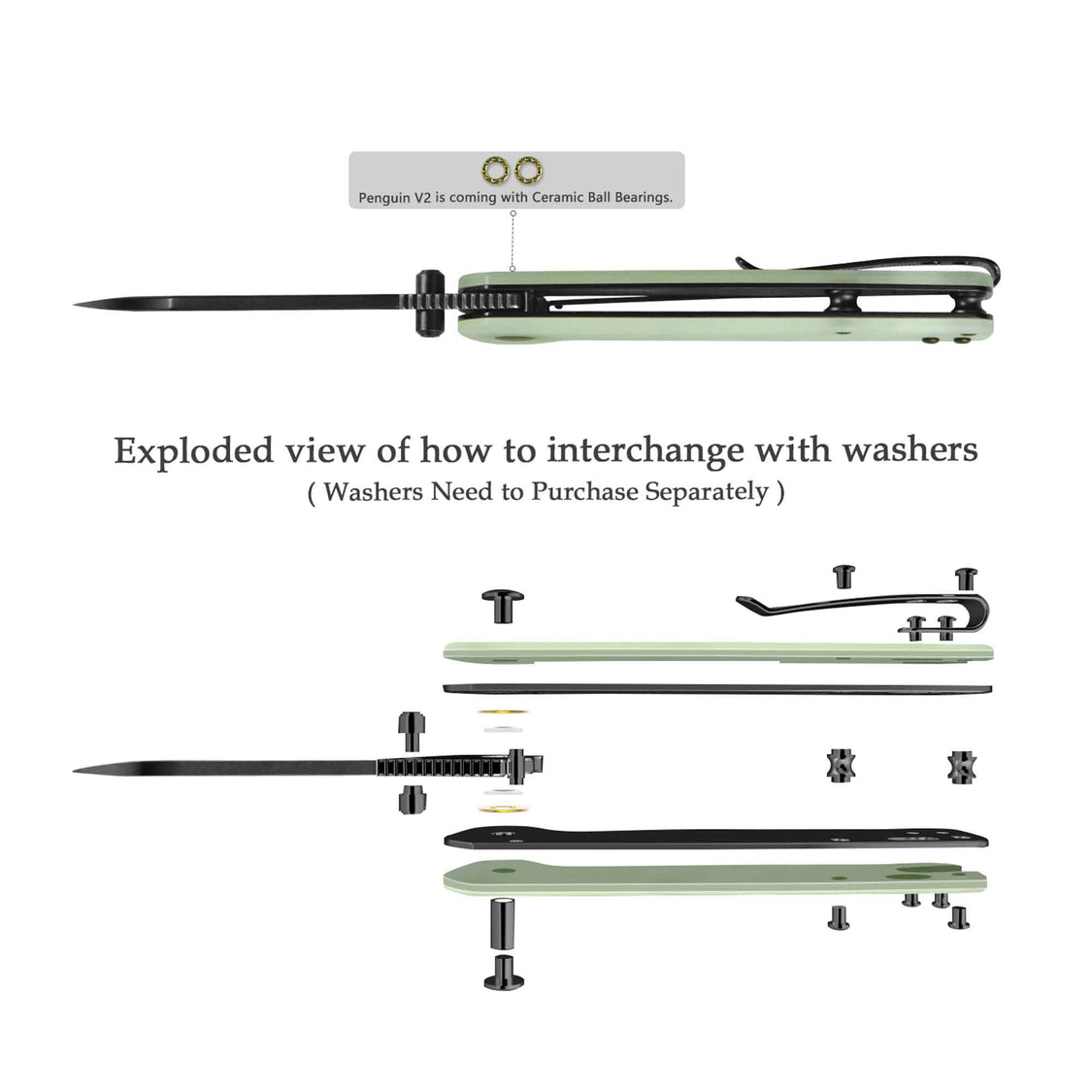 QSP Penguin V2 QS130V2-G2 D2 blade Jade G10 handle Liner Lock Pocket Knife