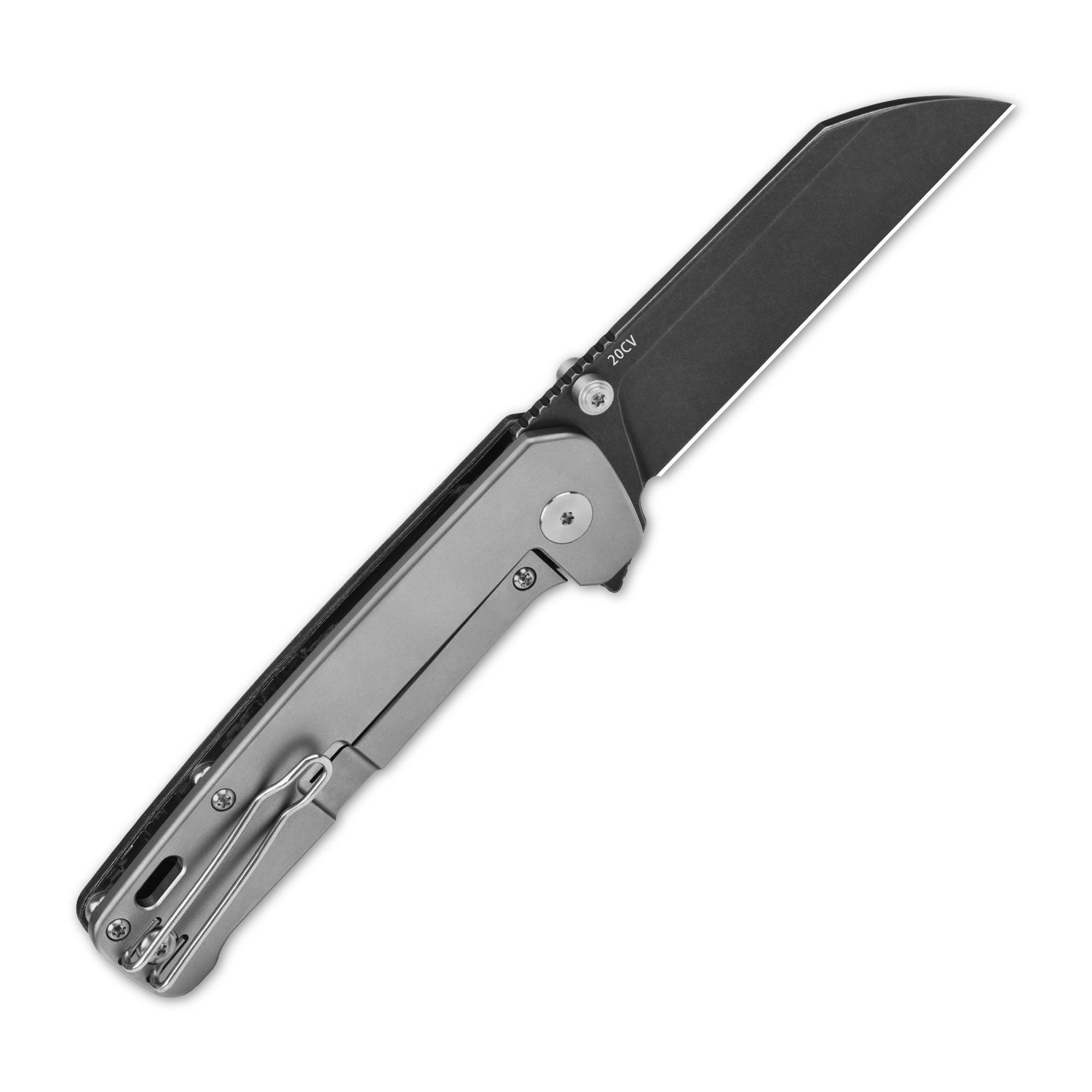 QSP Penguin Plus QS130XL-D2 CPM-20CV Blade Aluminium Foil Carbon Fiber and Titanium Handle Frame Lock Folding Knife