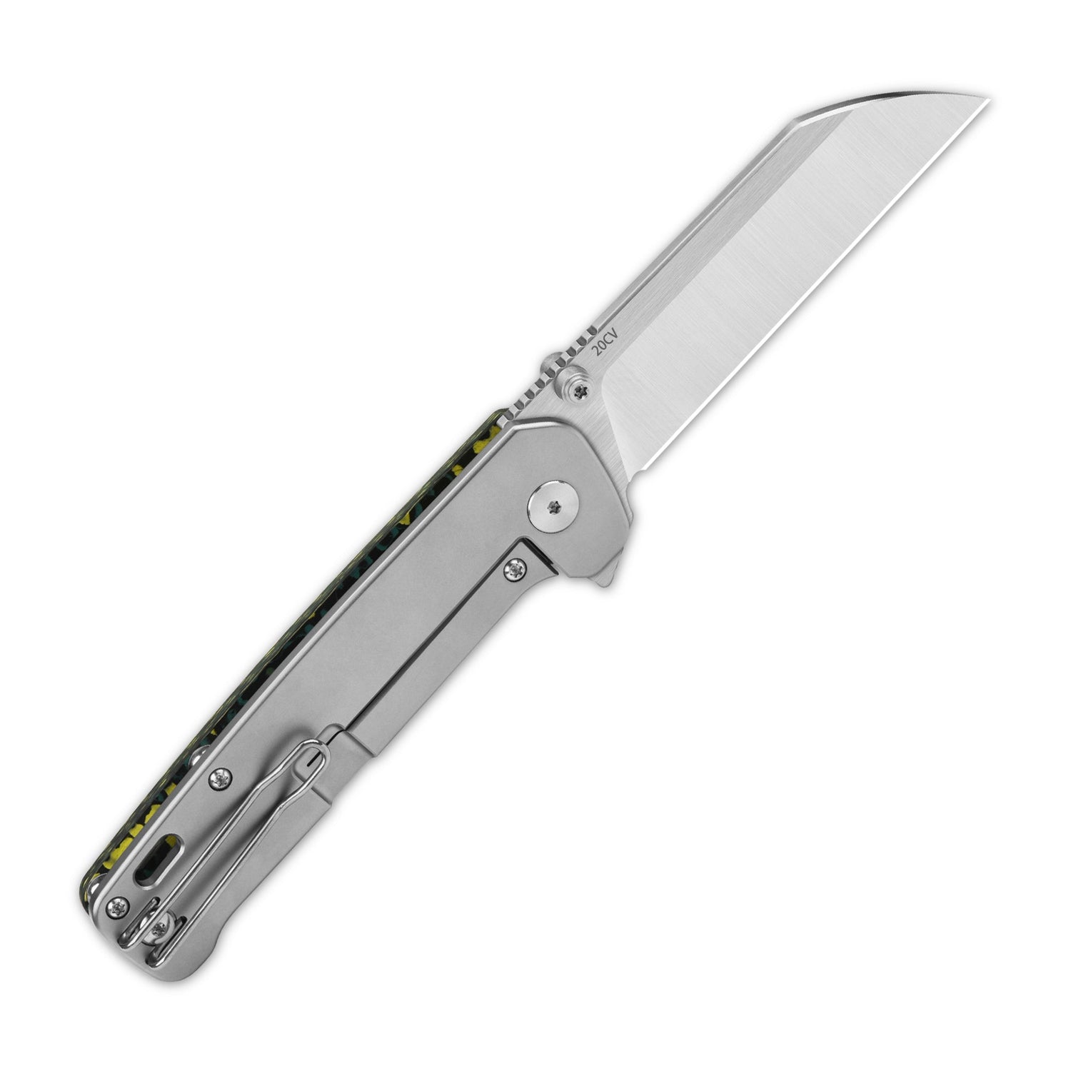 QSP Penguin Plus QS130XL-F1 CPM-20CV Blade Carbon Fiber and Titanium Handle Frame Lock Folding Knife