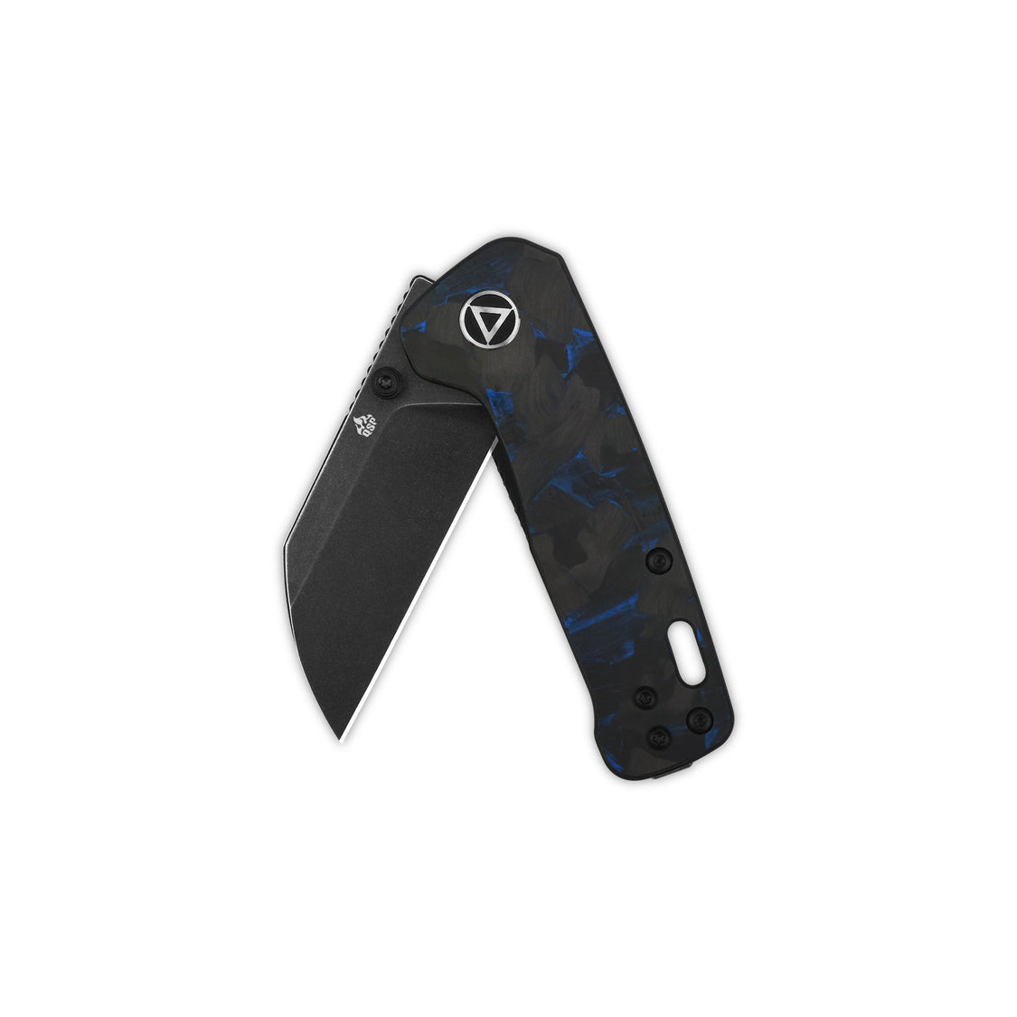 QSP Penguin Mini QS130XS-D2 14C28N Blade Blue Shredded CF overlay G10 Handle Liner Lock Pocket Knife