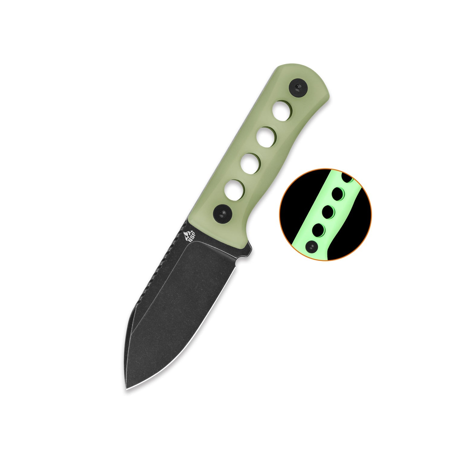 QSP Canary QS141-K2 14C28N Blade Glow-in-the-Dark Resin Handle with Kydex sheath Neck Knife