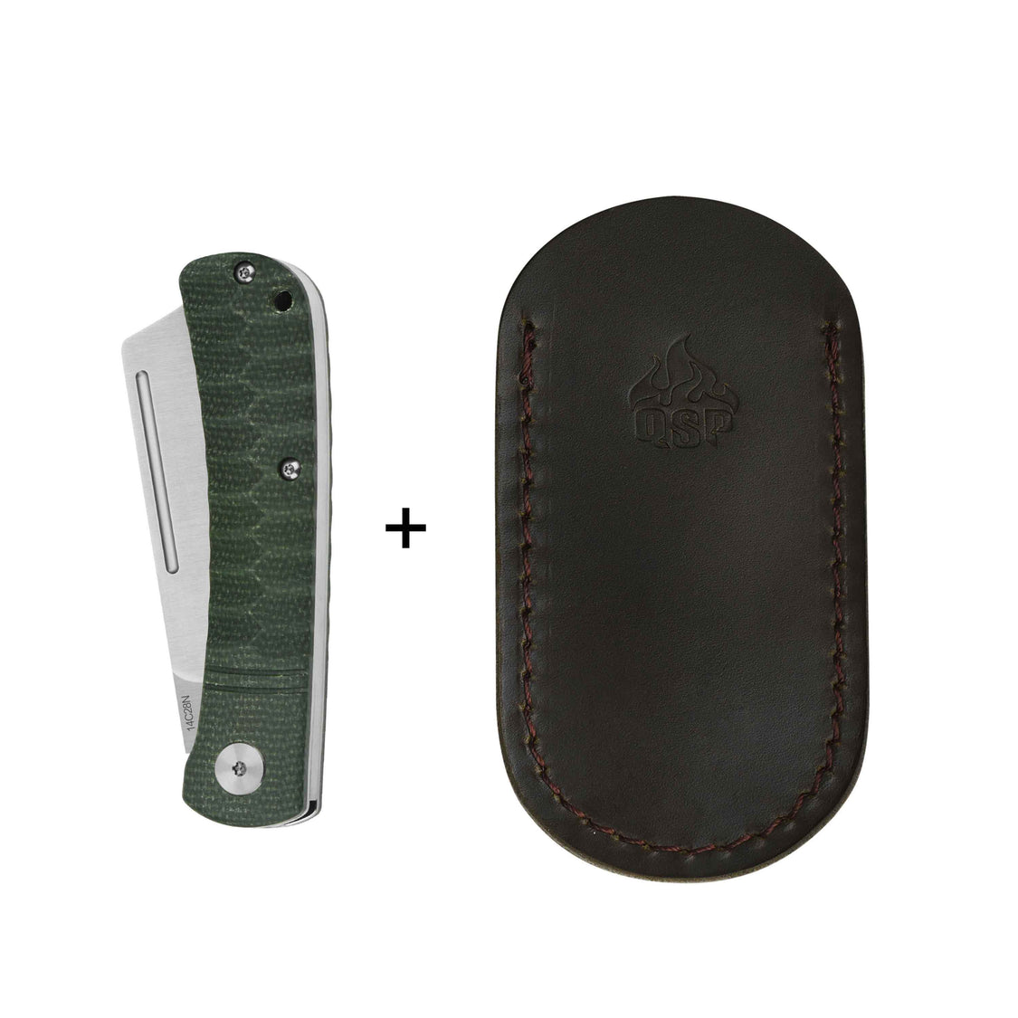 QSP Hedgehog QS142-A 14C28N blade Micarta Handle-Cleaver Slip Joint Pocket Knife