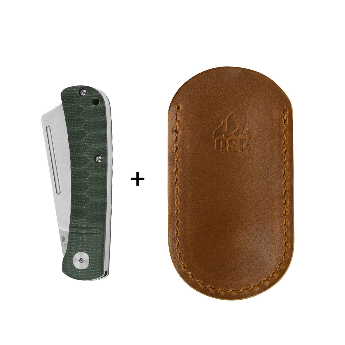 QSP Hedgehog QS142-A 14C28N blade Micarta Handle-Cleaver Slip Joint Pocket Knife