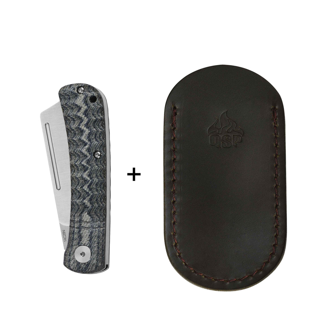 QSP Hedgehog QS142-B 14C28N blade Micarta Handle-Cleaver Slip Joint Pocket Knife