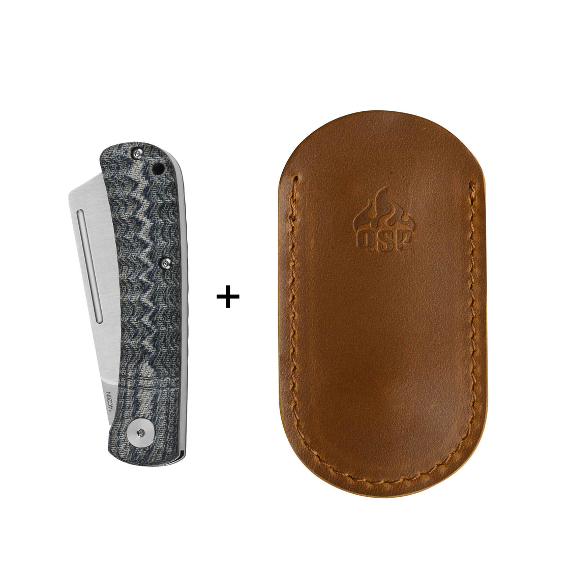 QSP Hedgehog QS142-B 14C28N blade Micarta Handle-Cleaver Slip Joint Pocket Knife