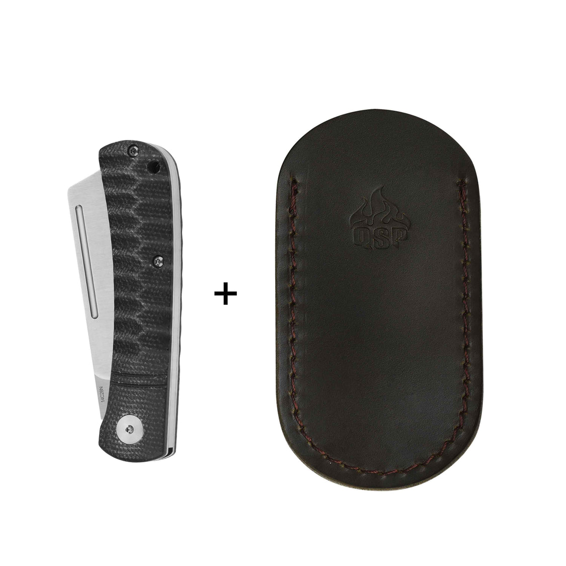 QSP Hedgehog QS142-E 14C28N blade Micarta Handle-Cleaver Slip Joint Pocket Knife