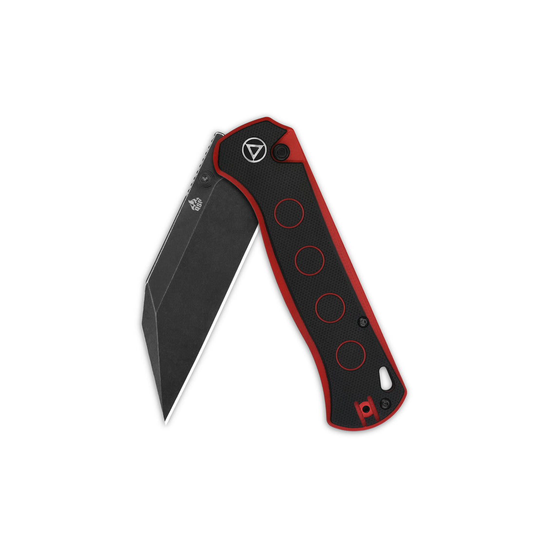 QSP Swordfish QS149-A2 14C28N blade Black/Red G10 handle Button Lock Pocket Knife