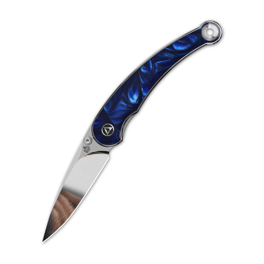 QSP Dolphin QS161-E 14C28N Blade Blue Resin Handle Liner Lock Pocket Knife