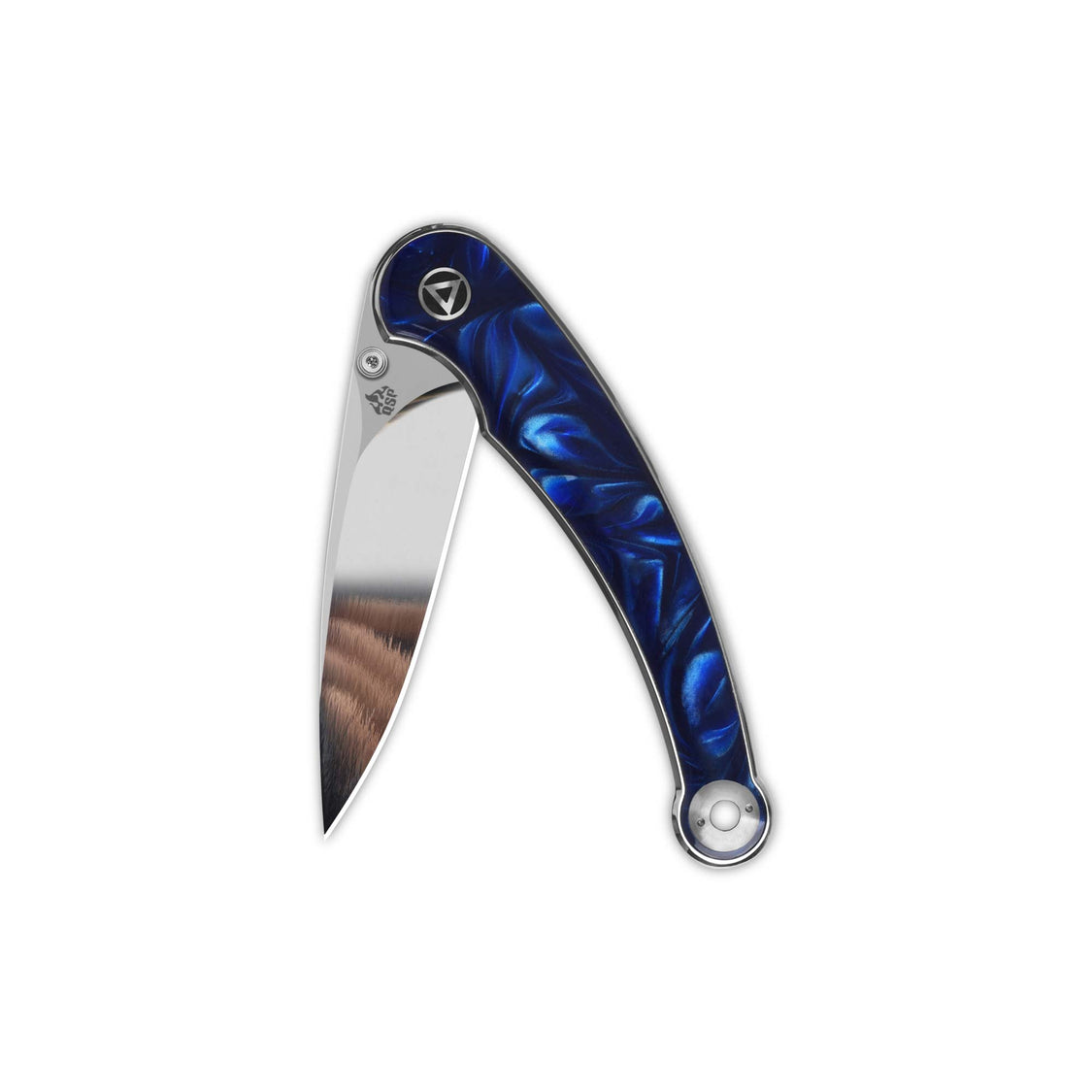 QSP Dolphin QS161-E 14C28N Blade Blue Resin Handle Liner Lock Pocket Knife