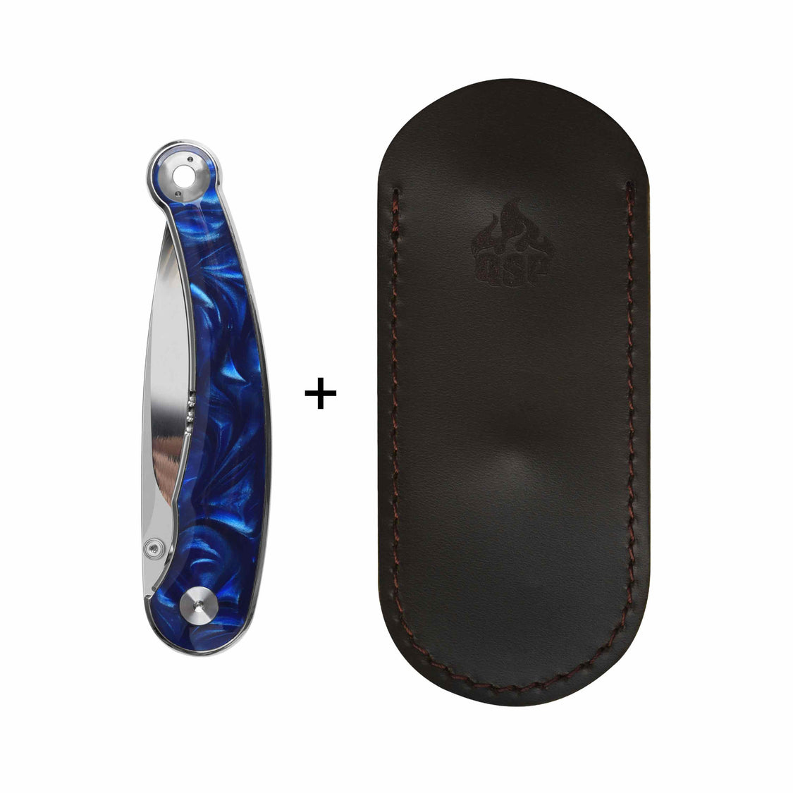 QSP Dolphin QS161-E 14C28N Blade Blue Resin Handle Liner Lock Pocket Knife