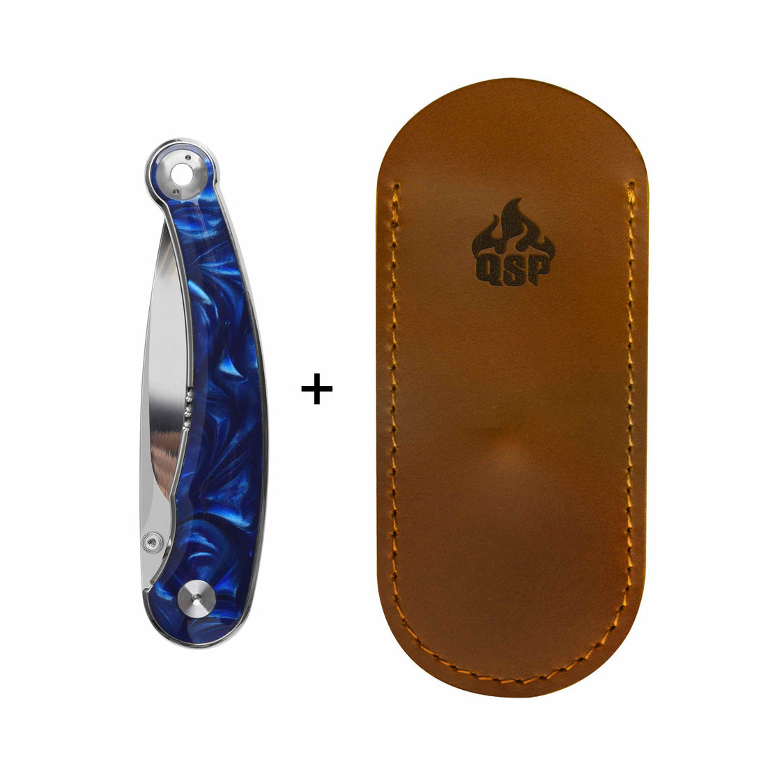 QSP Dolphin QS161-E 14C28N Blade Blue Resin Handle Liner Lock Pocket Knife