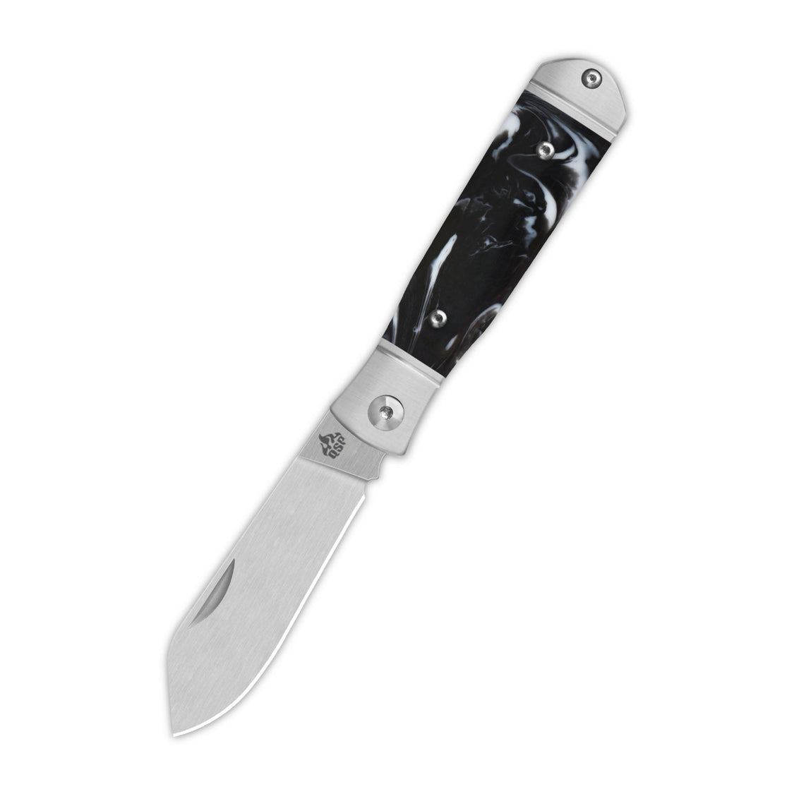 QSP Jumping QS167-C 14C28N blade Black-White Resin Handle Jack Slip Joint Pocket Knife