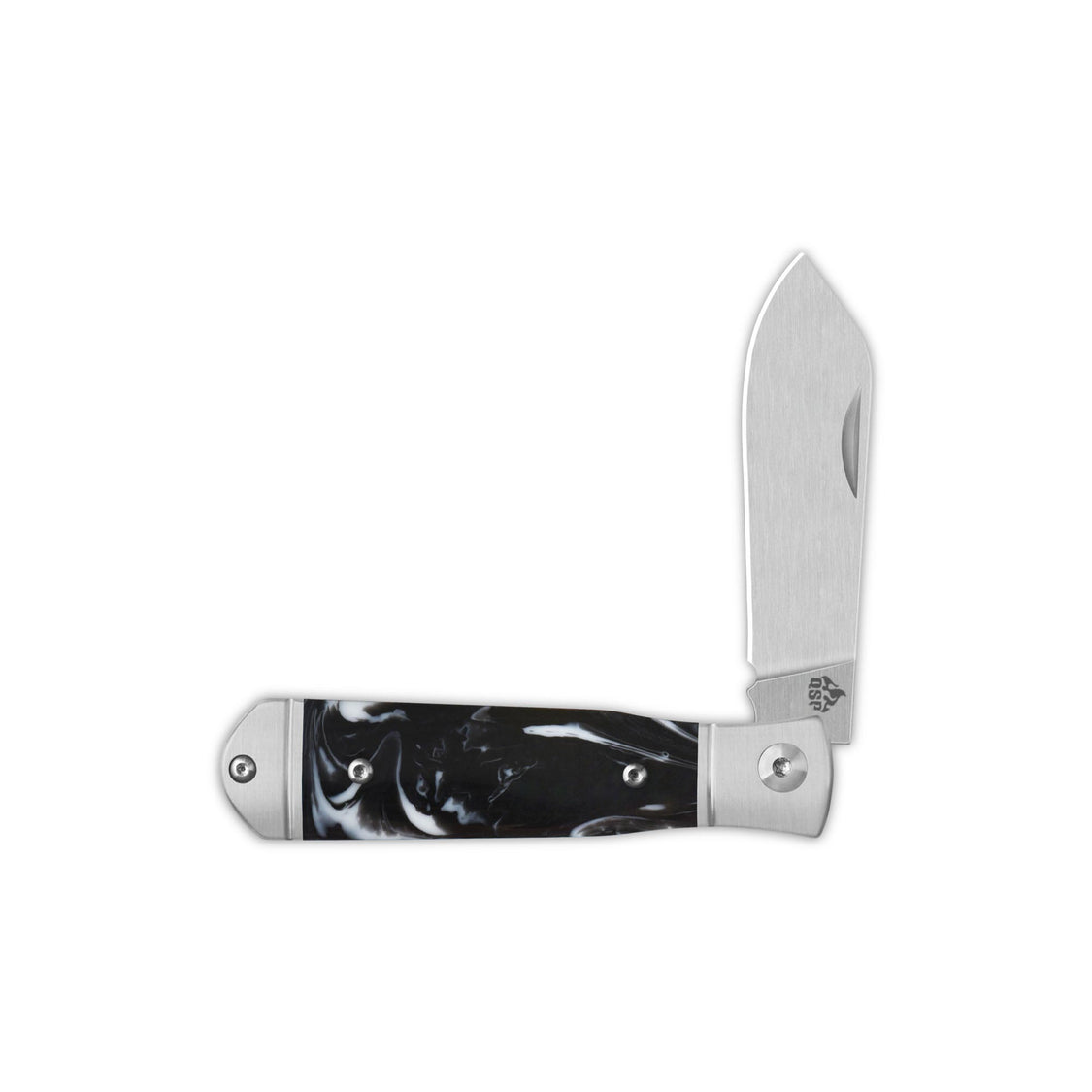 QSP Jumping QS167-C 14C28N blade Black-White Resin Handle Jack Slip Joint Pocket Knife