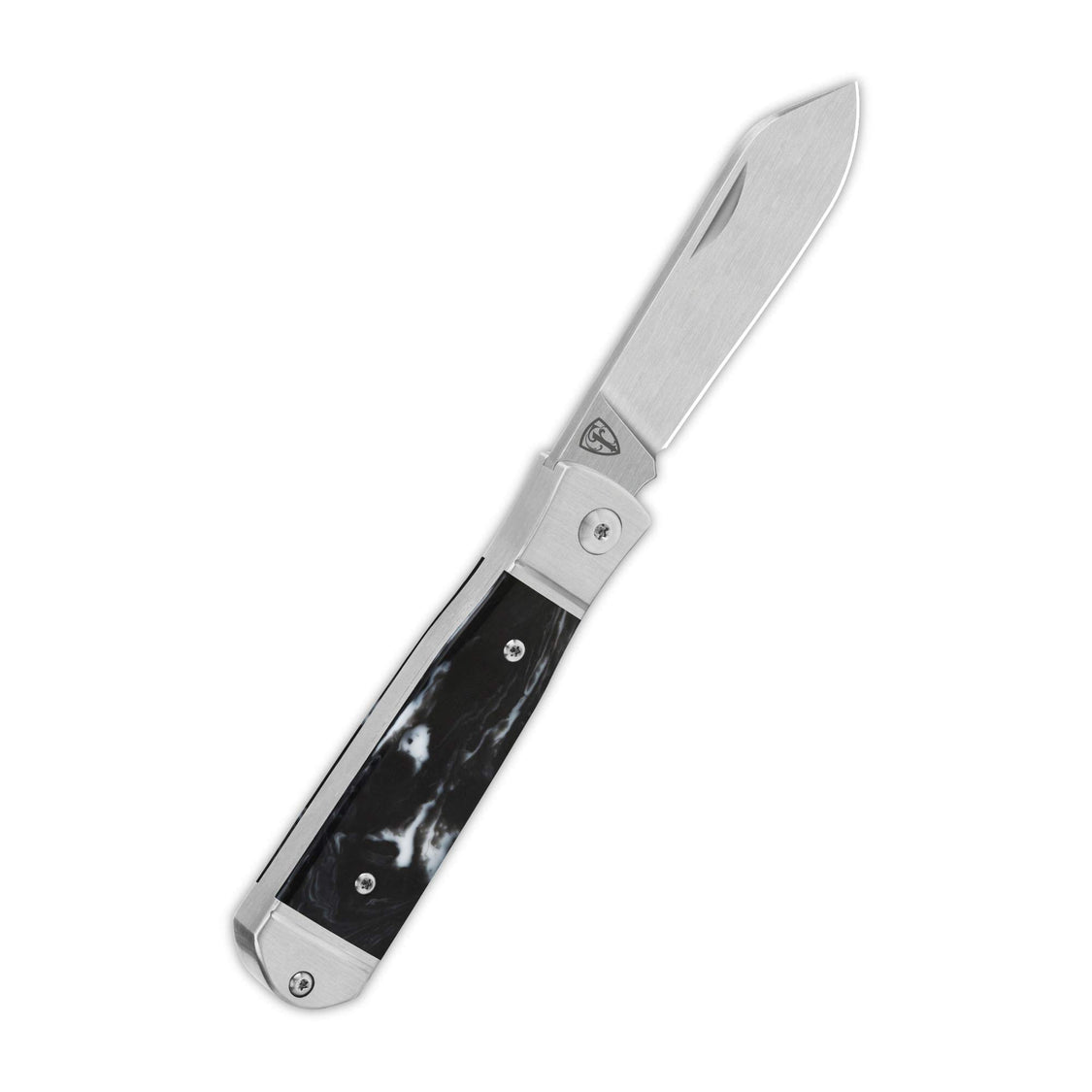 QSP Jumping QS167-C 14C28N blade Black-White Resin Handle Jack Slip Joint Pocket Knife