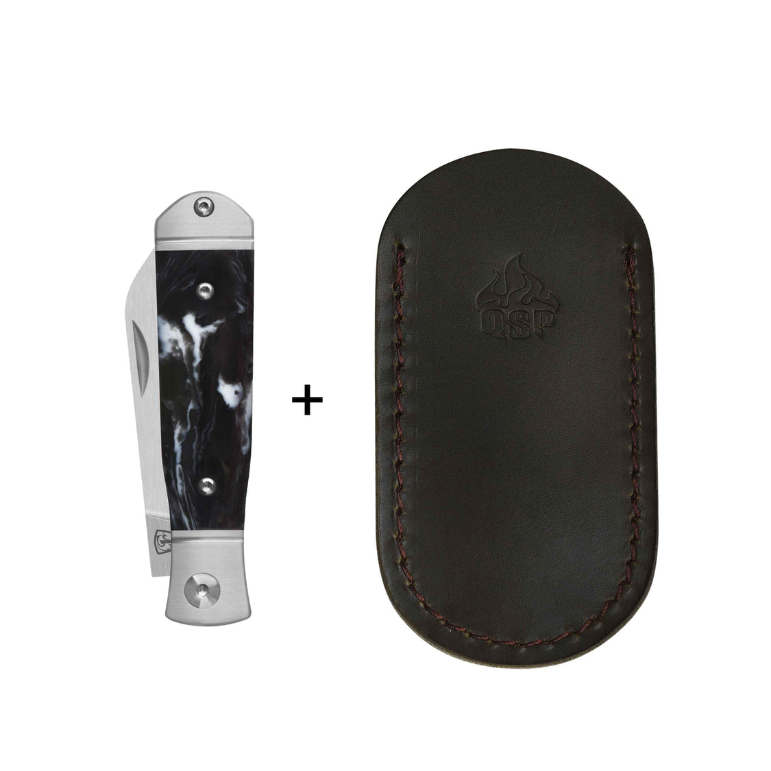 QSP Jumping QS167-C 14C28N blade Black-White Resin Handle Jack Slip Joint Pocket Knife