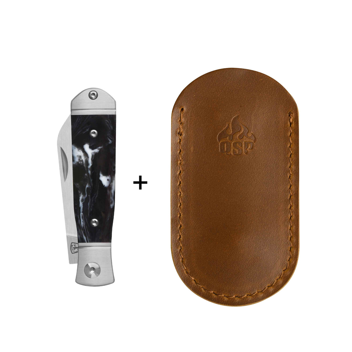 QSP Jumping QS167-C 14C28N blade Black-White Resin Handle Jack Slip Joint Pocket Knife