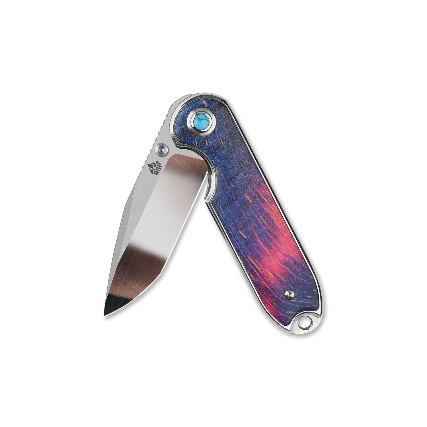 QSP Nebula QS168-B 14C28N Blade Stabilized wood Handle Liner Lock Pocket Knife