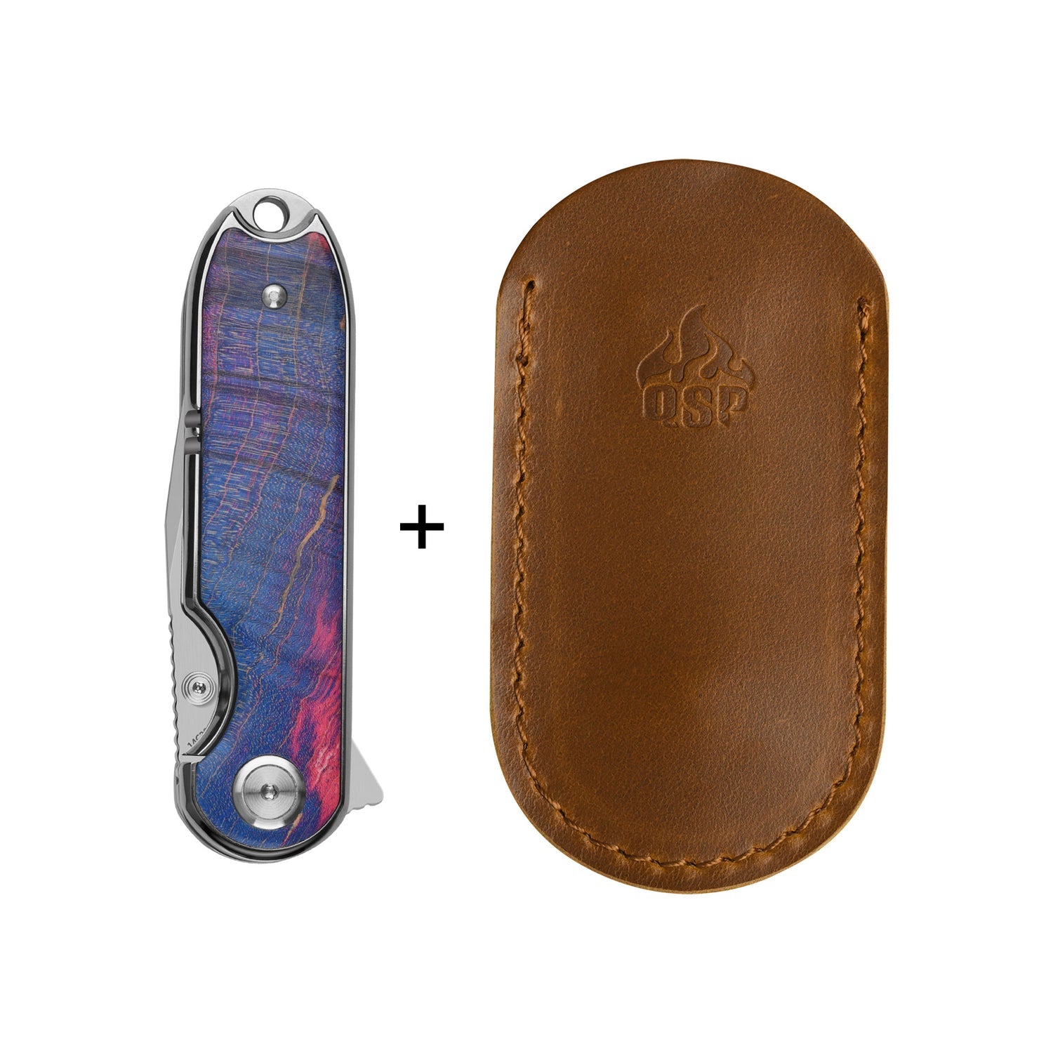 QSP Nebula QS168-B 14C28N Blade Stabilized wood Handle Liner Lock Pocket Knife