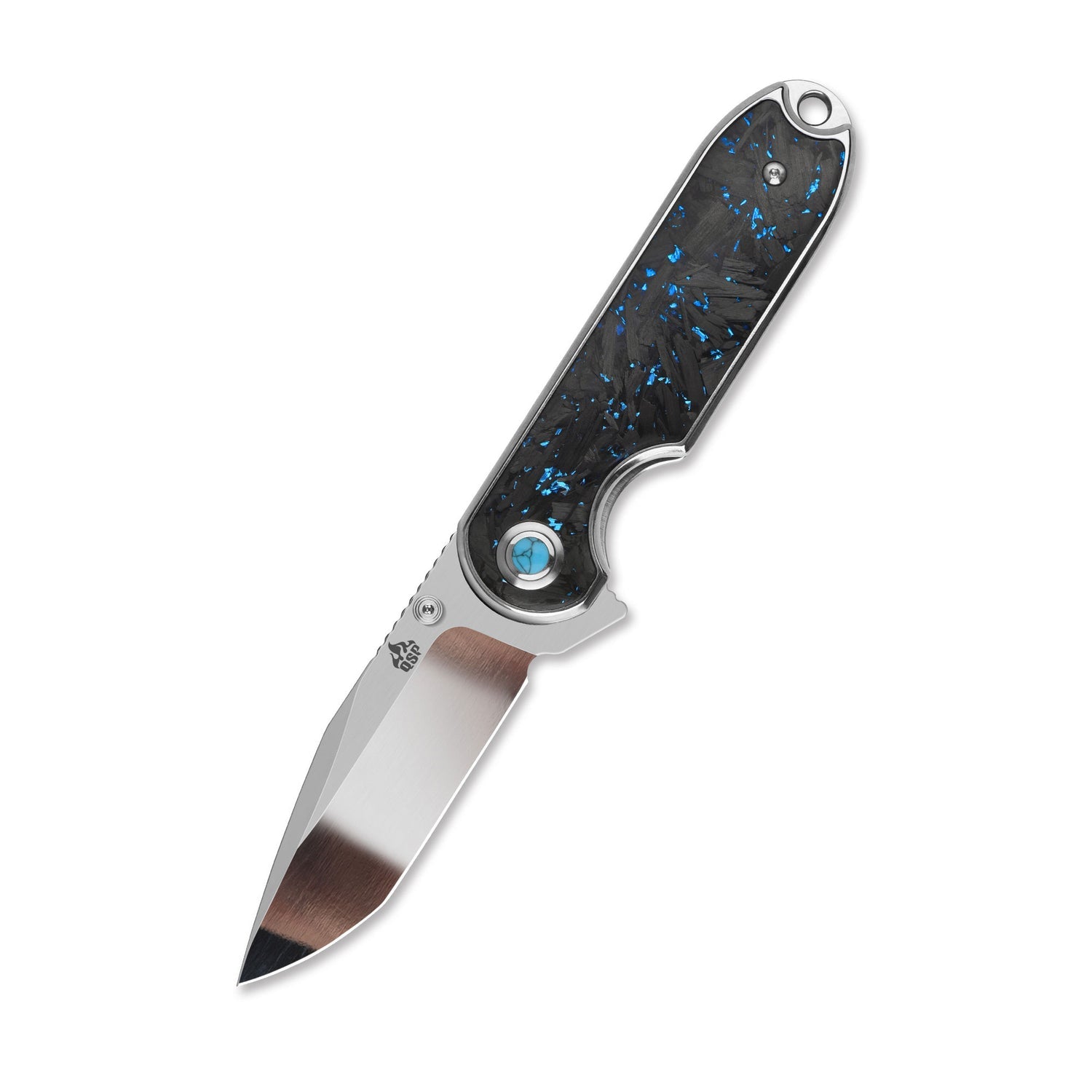 QSP Nebula QS168-C 14C28N Blade Blue Shredded Carbon Fiber Handle Liner Lock Pocket Knife