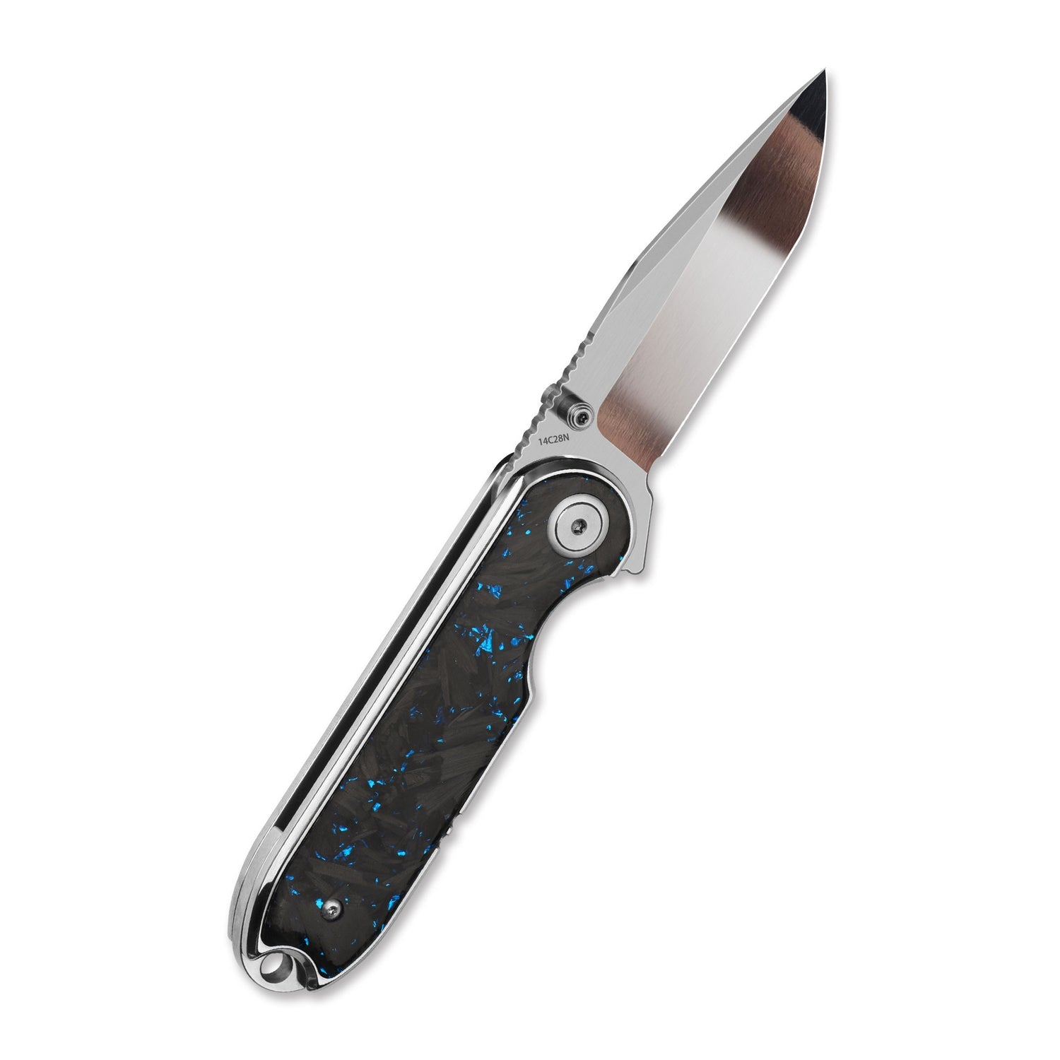 QSP Nebula QS168-C 14C28N Blade Blue Shredded Carbon Fiber Handle Liner Lock Pocket Knife