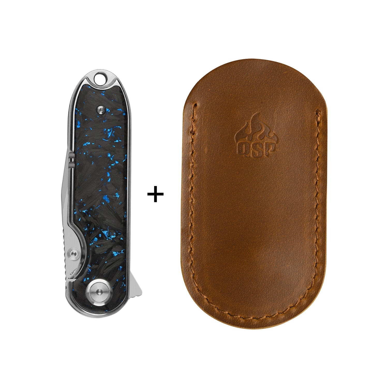QSP Nebula QS168-C 14C28N Blade Blue Shredded Carbon Fiber Handle Liner Lock Pocket Knife