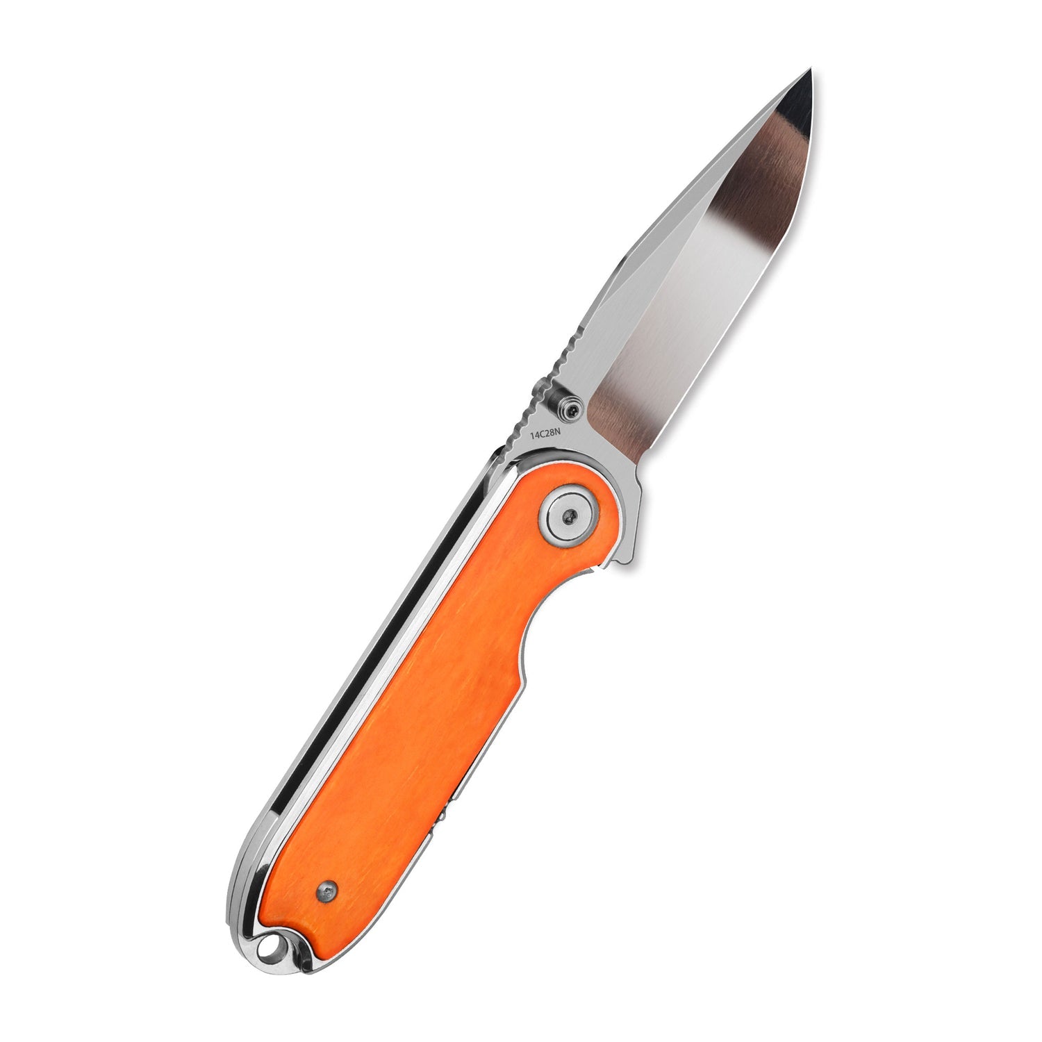 QSP Nebula QS168-D 14C28N Blade Blue Orange Bone Handle Liner Lock Pocket Knife