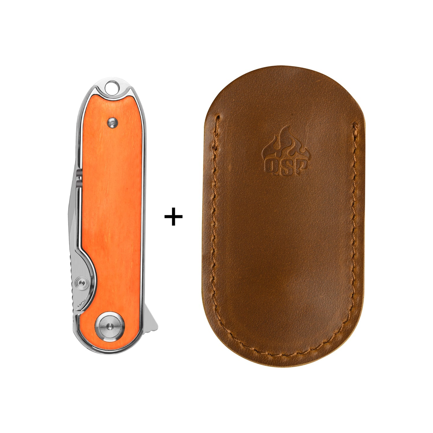 QSP Nebula QS168-D 14C28N Blade Blue Orange Bone Handle Liner Lock Pocket Knife