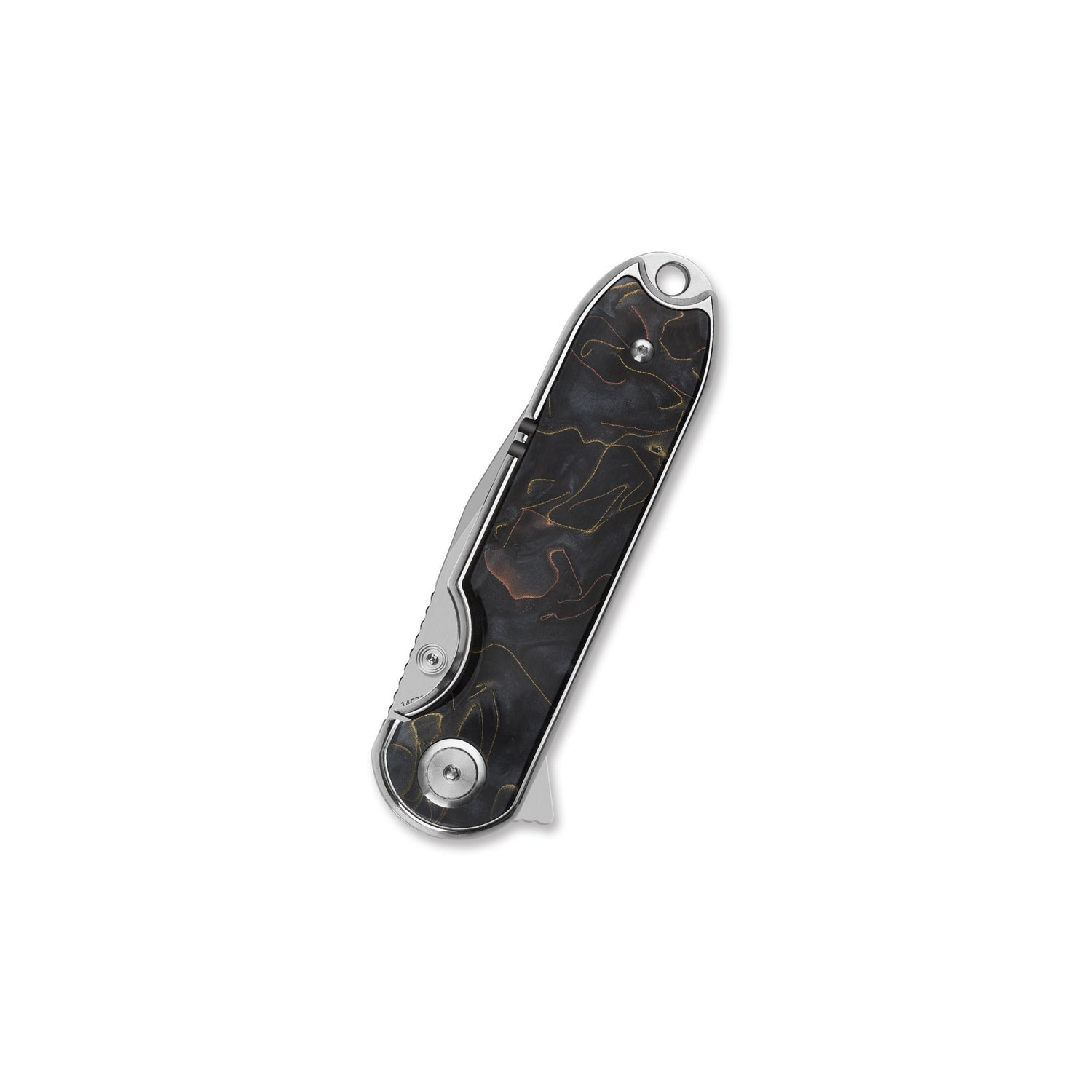QSP Nebula QS168-E 14C28N Blade Brass Copper Mesh Resin Handle Liner Lock Pocket Knife