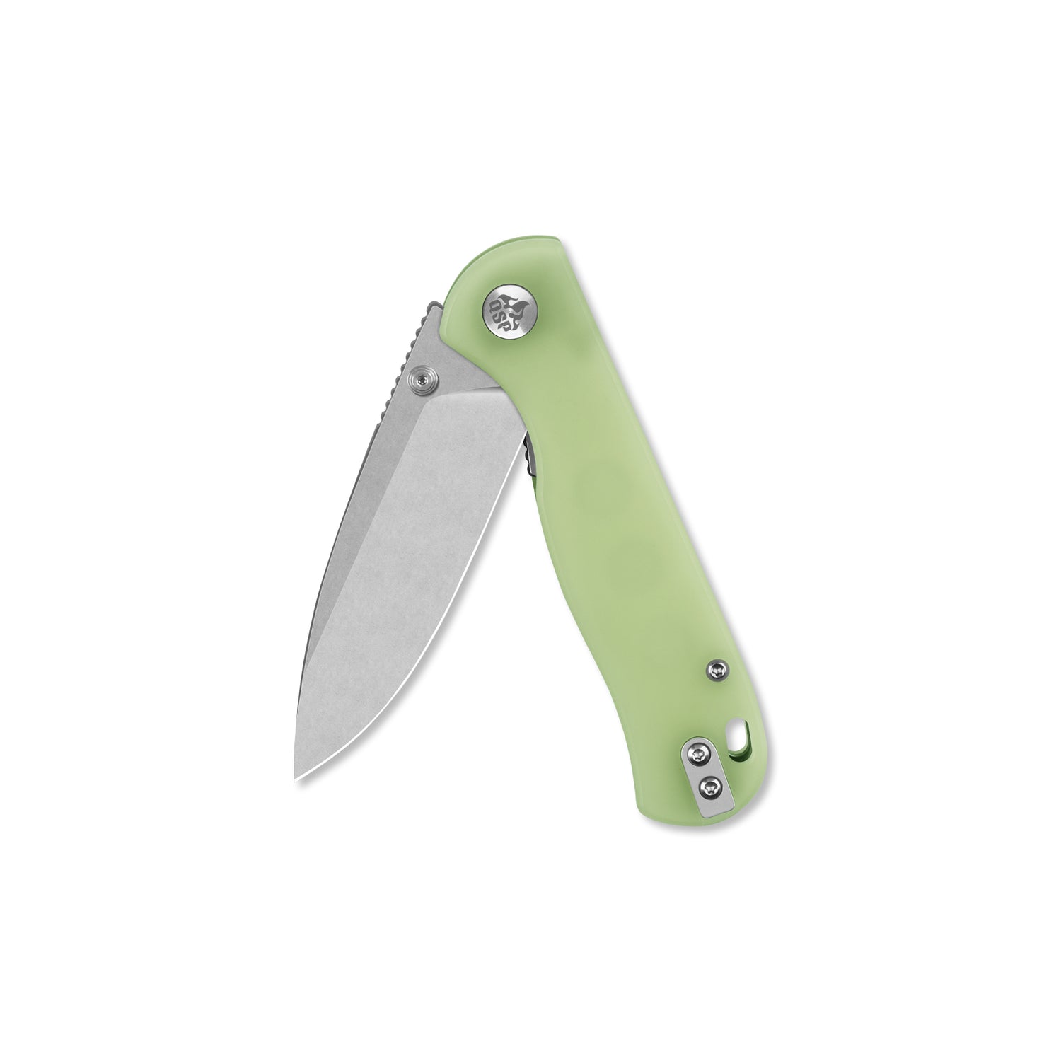 QSP Ferret QS170-C1 Stonewashed Nitro-V Blade Glow-in-the-Dark Resin Handle Liner Lock Folding Knife